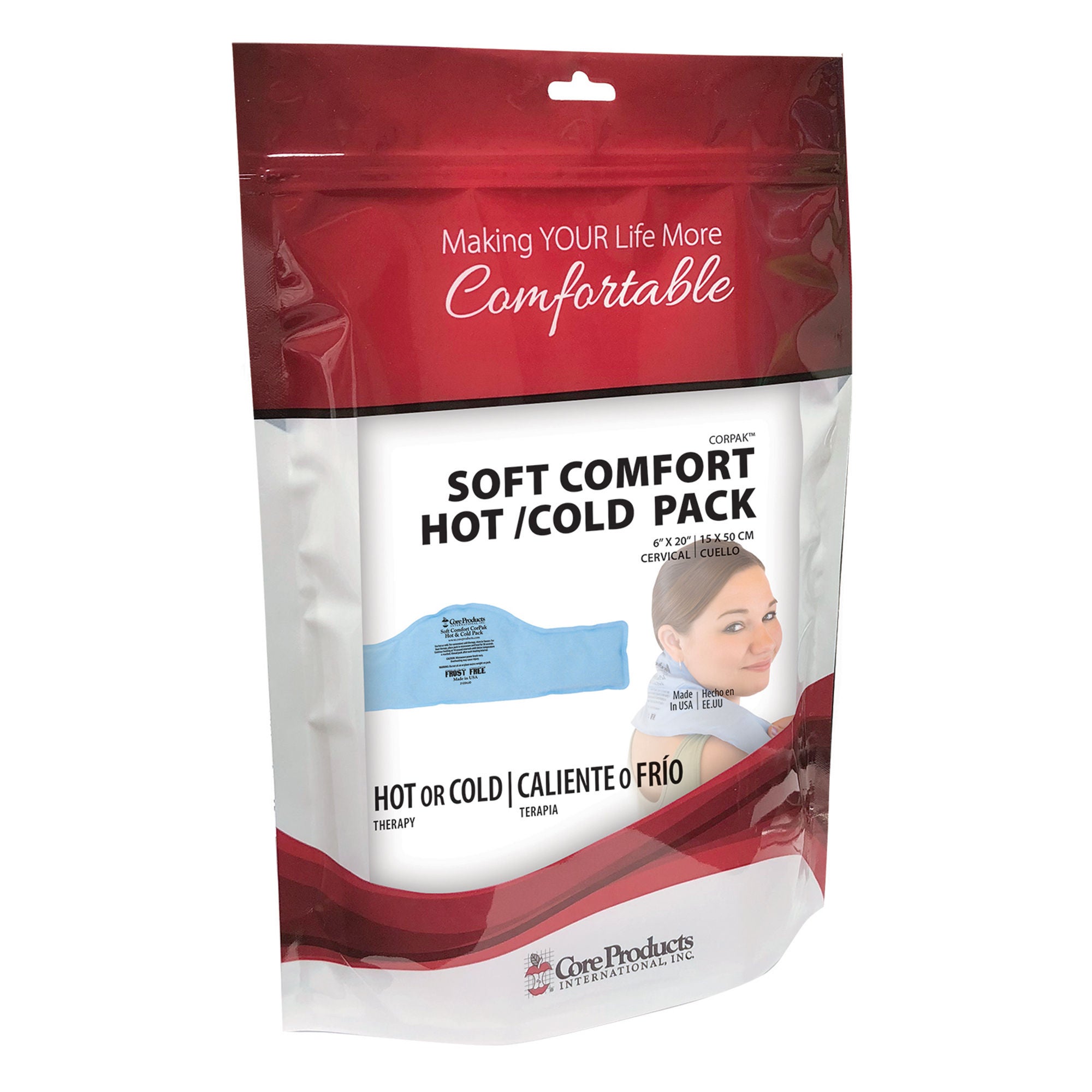 Core Products - ACC-552 Hot / Cold Pack Soft Comfort CorPak Neck One Size Fits Most 6 X 20 Inch Polyethylene / Polyester / Propylene Glycol / Bentonite Clay / Water Reusable