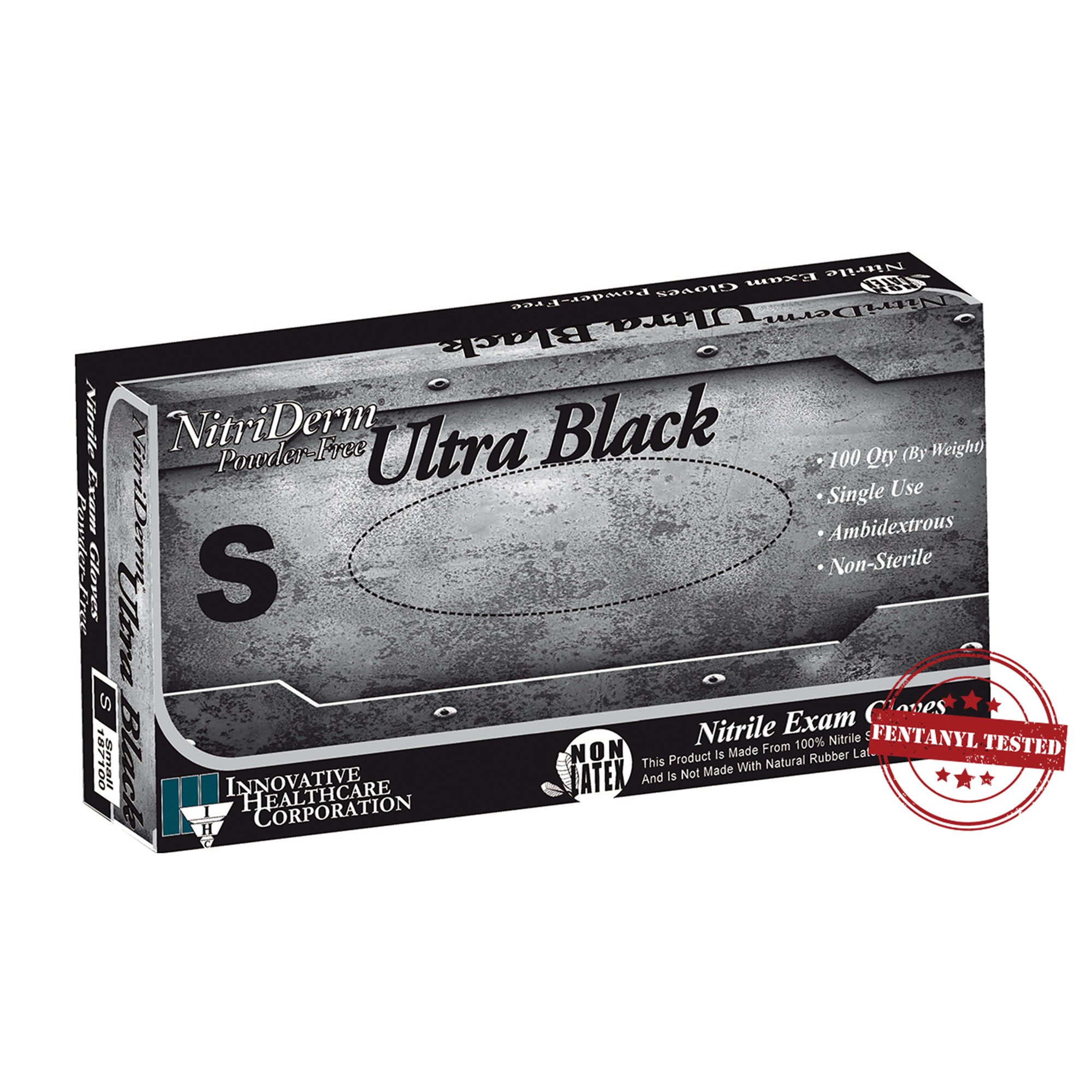 Innovative Healthcare Corp 187100 - NitriDerm® Ultra Black Nitrile Exam Glove, Small, Black - 100/Box, 1000/Case