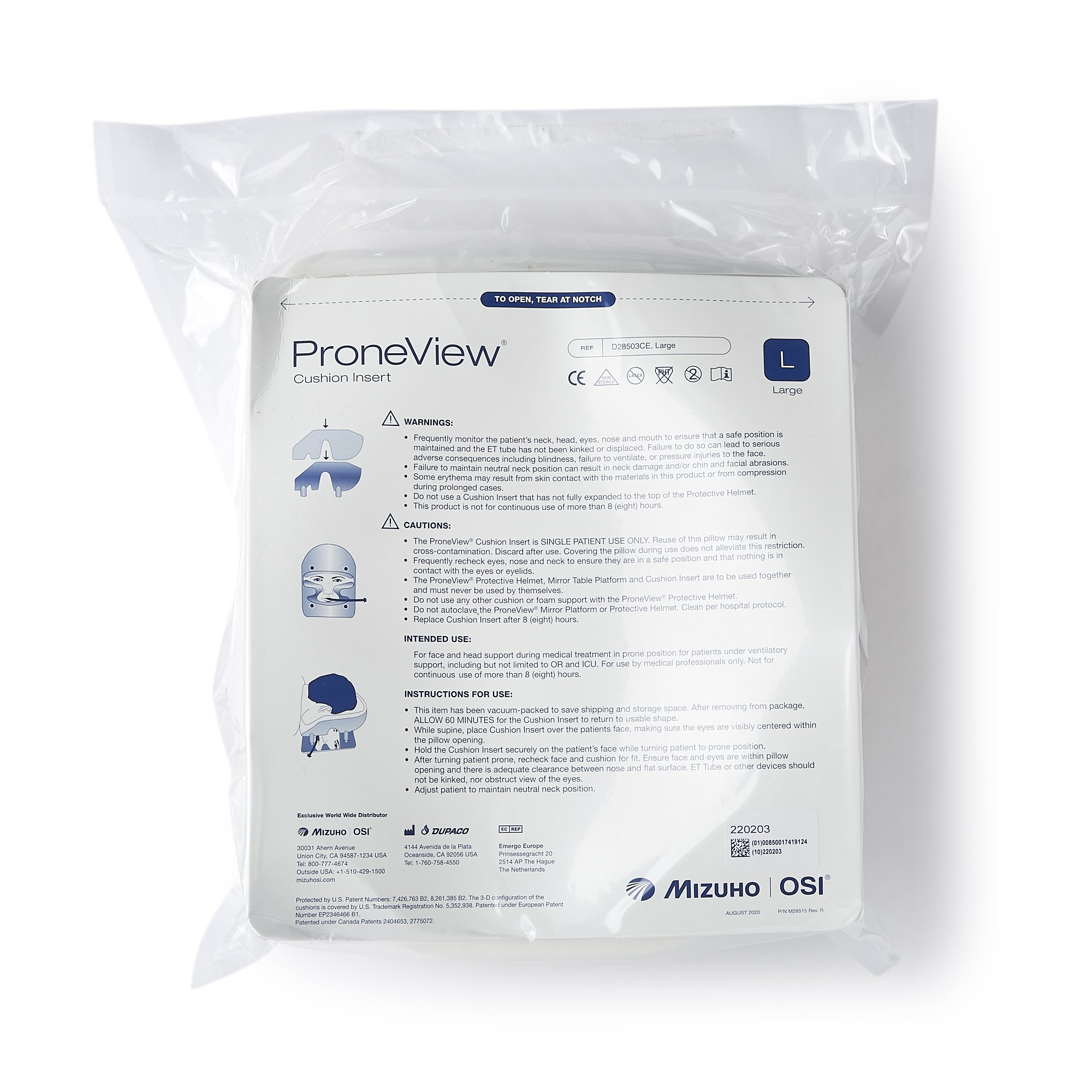 Mizuho Orthopedic D28503CE - The ProneView® Protective Helmet Cushion Insert, Large - 1/Each, 10/Case