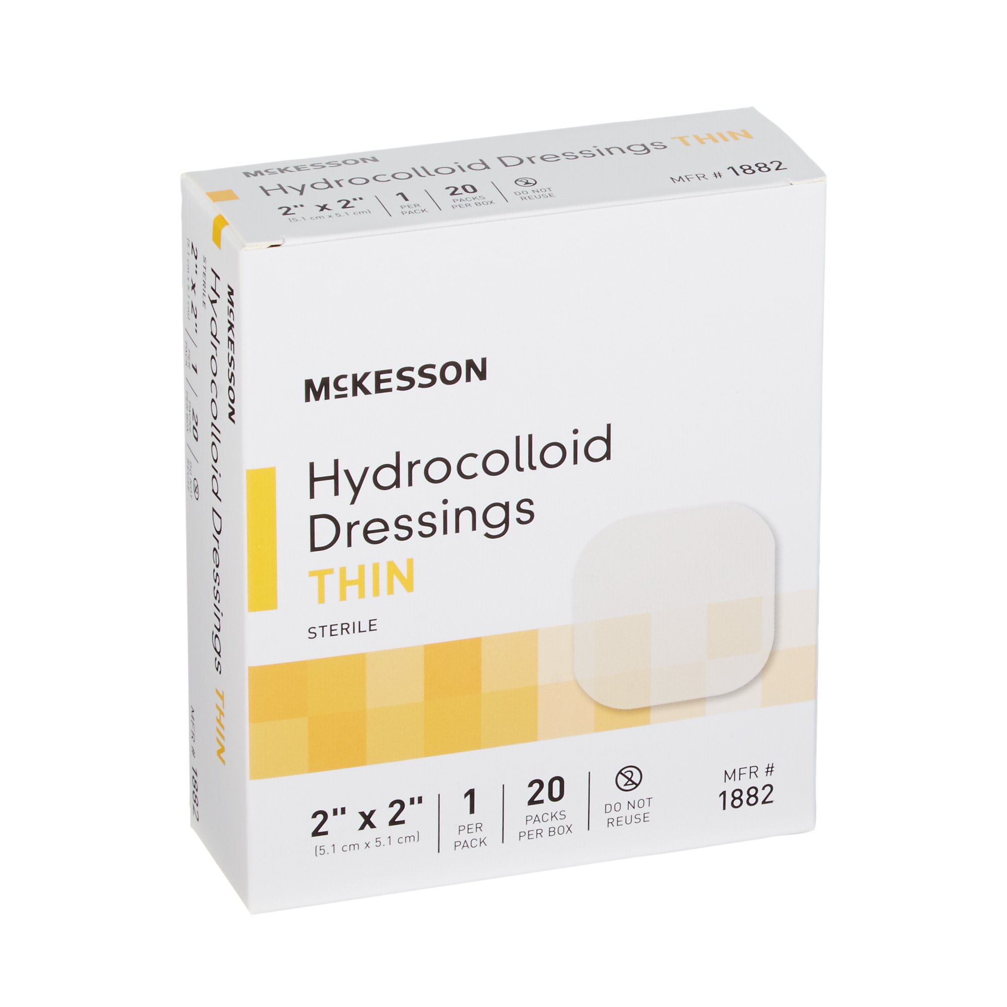 McKesson Brand 1882 - McKesson Hydrocolloid Dressing, 2 x 2 Inch - 1/Each, 20/Box, 400/Case