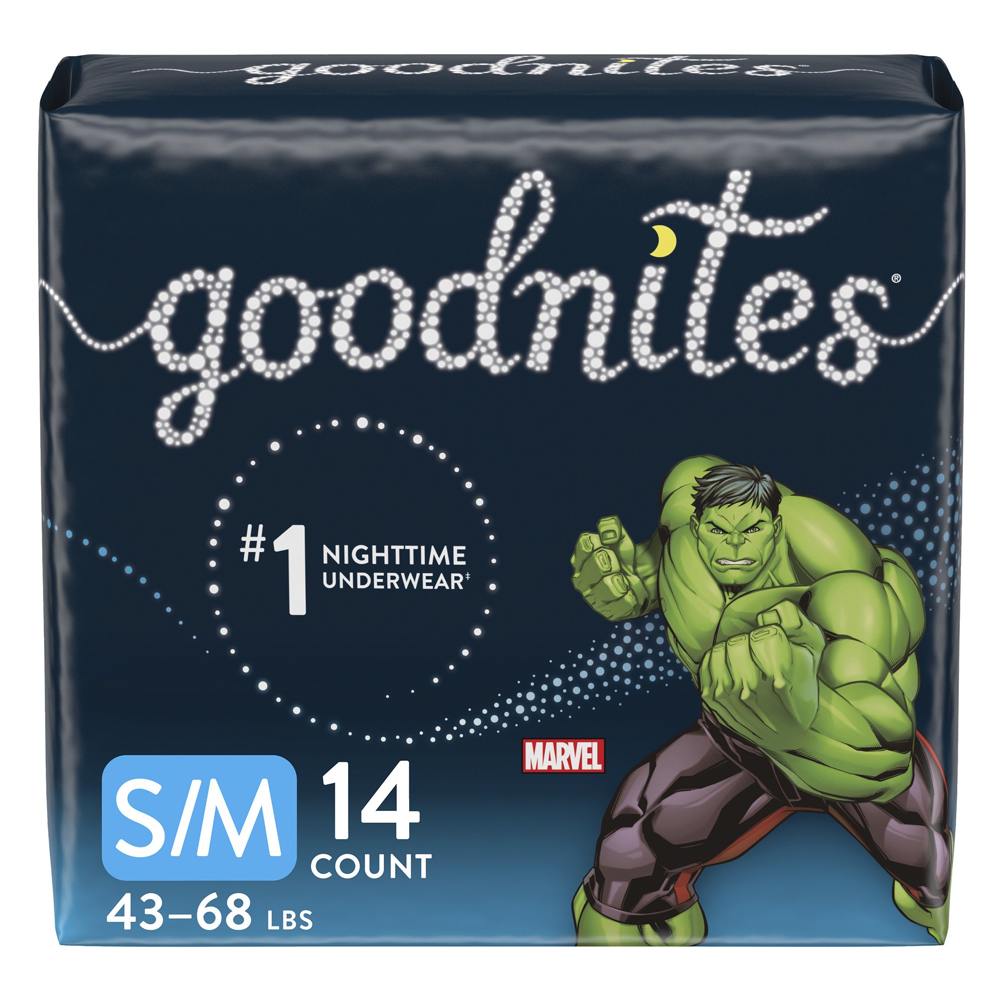 Kimberly Clark 41313 - Goodnites® Heavy Absorbency Nighttime Underwear, S/M for Boys 43 – 68 lbs. - 14/Pack, 56/Case