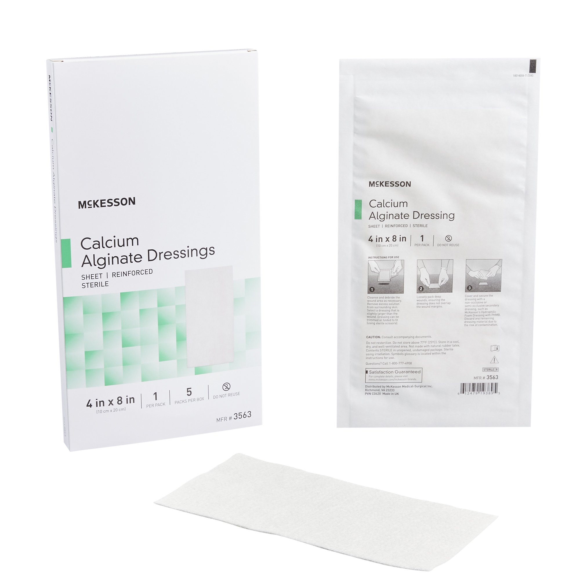 McKesson Brand 3563 - McKesson Alginate Dressing, 4 x 8 inch - 1/Each, 5/Box, 50/Case