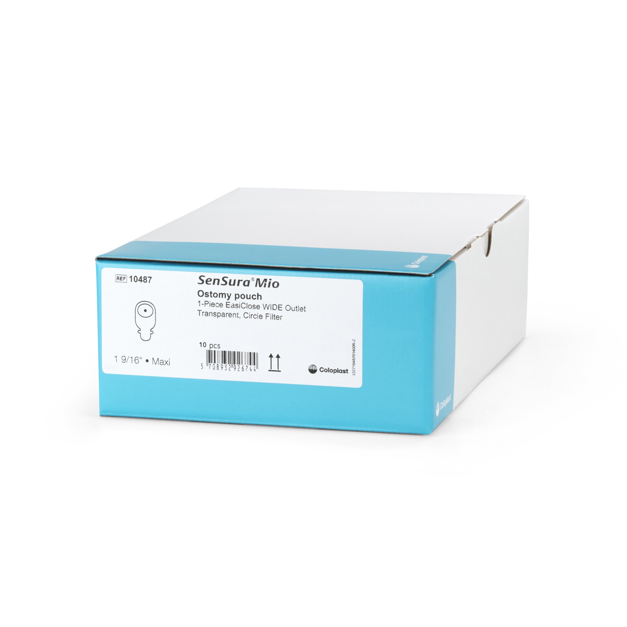Coloplast 10487 - SenSura® Mio Flat 1-Piece Transparent Ostomy Pouch, 40mm Stoma - 10/Box