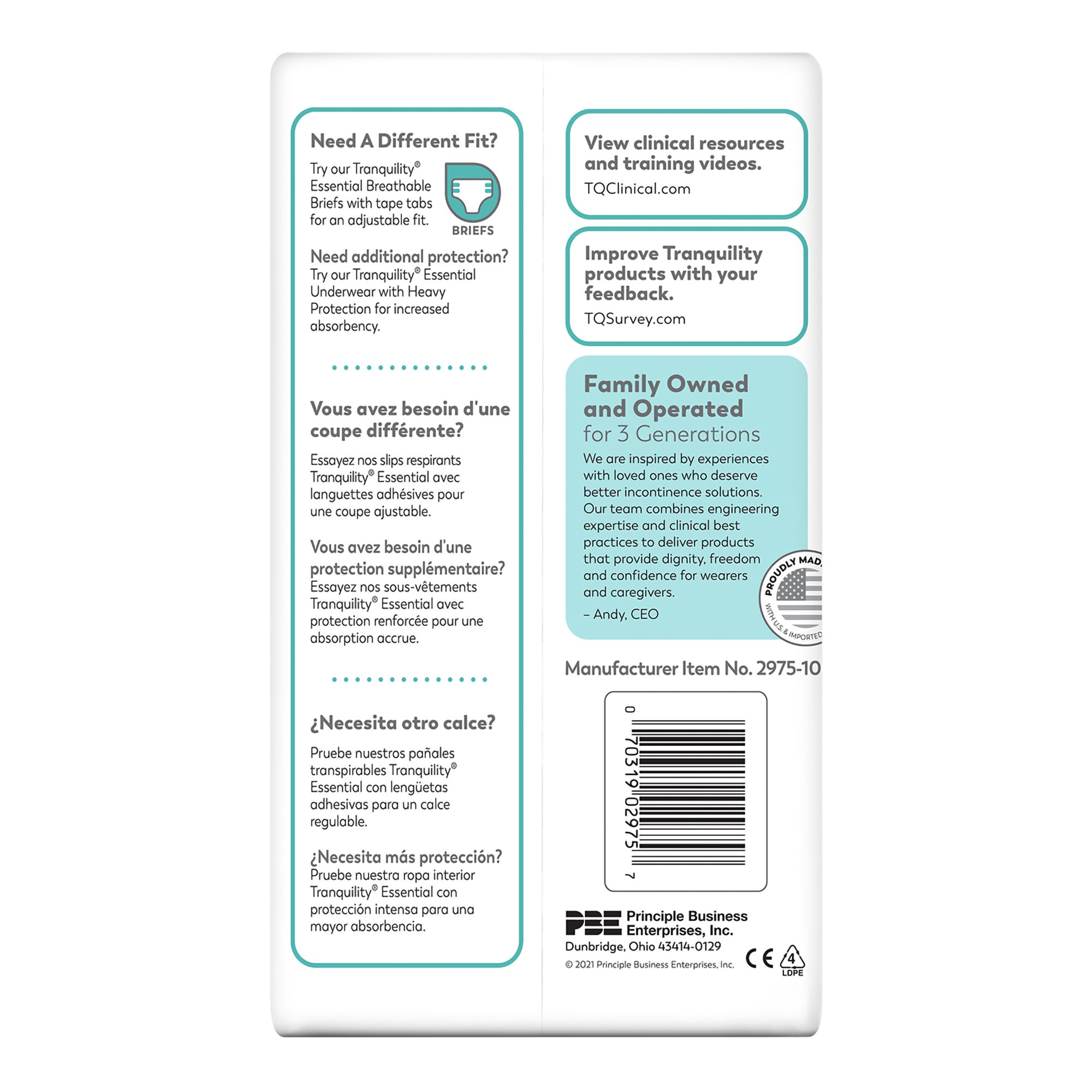 Principle Business Enterprises 2975-100 - ComfortCare™ Absorbent Underwear, Medium - 25/Bag, 100/Case