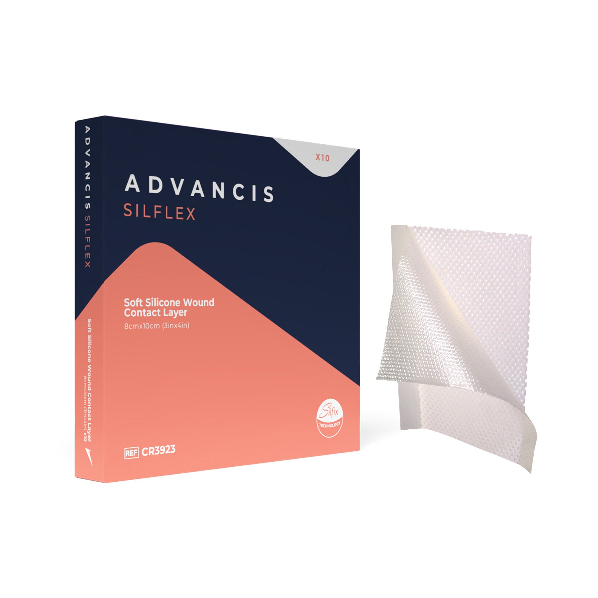 Mediusa - CR3925 Wound Contact Layer Dressing Silflex® 8 X 12 Inch Sterile