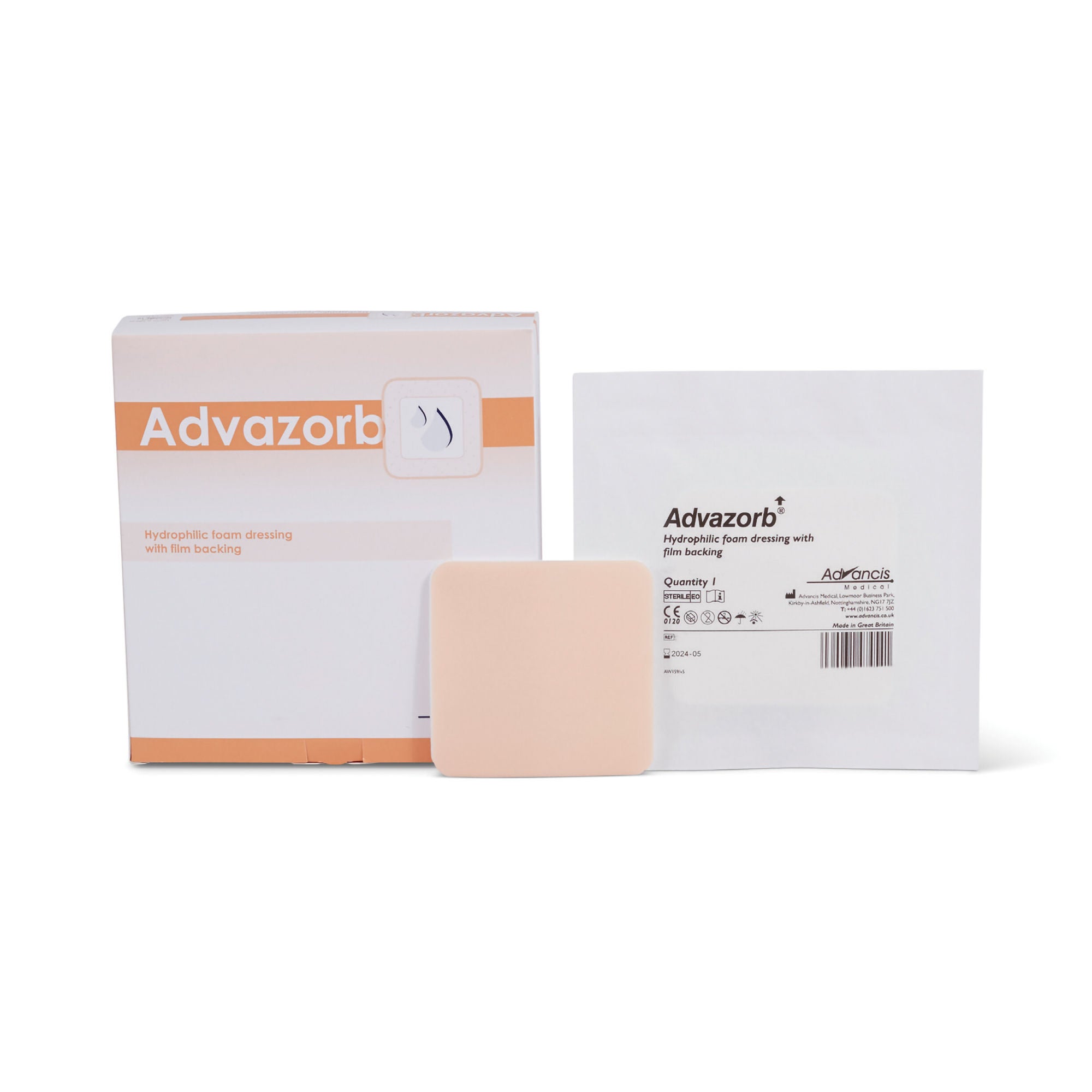 Mediusa - CR4167 Foam Dressing Advazorb® 5 X 5 Inch Without Border Film Backing Nonadhesive Square Sterile