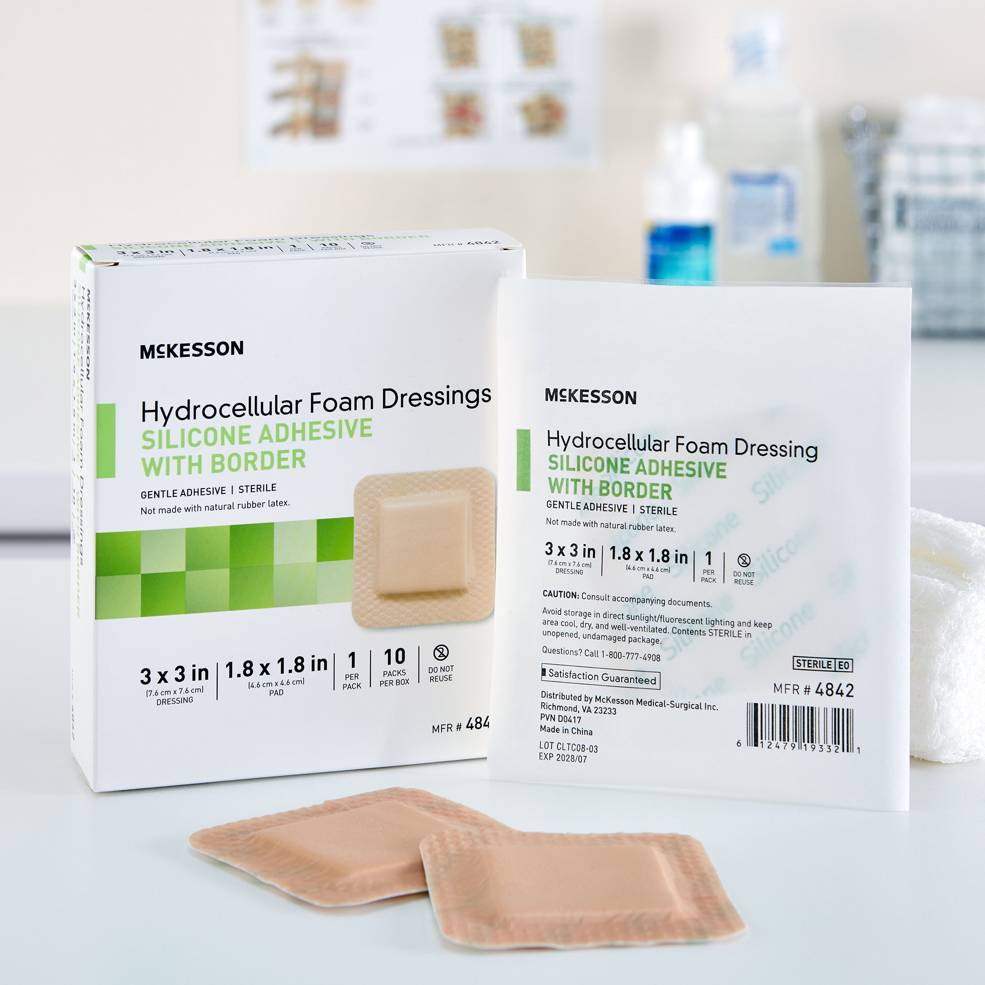 McKesson Brand - 4842 McKesson Silicone Adhesive with Border Silicone Foam Dressing