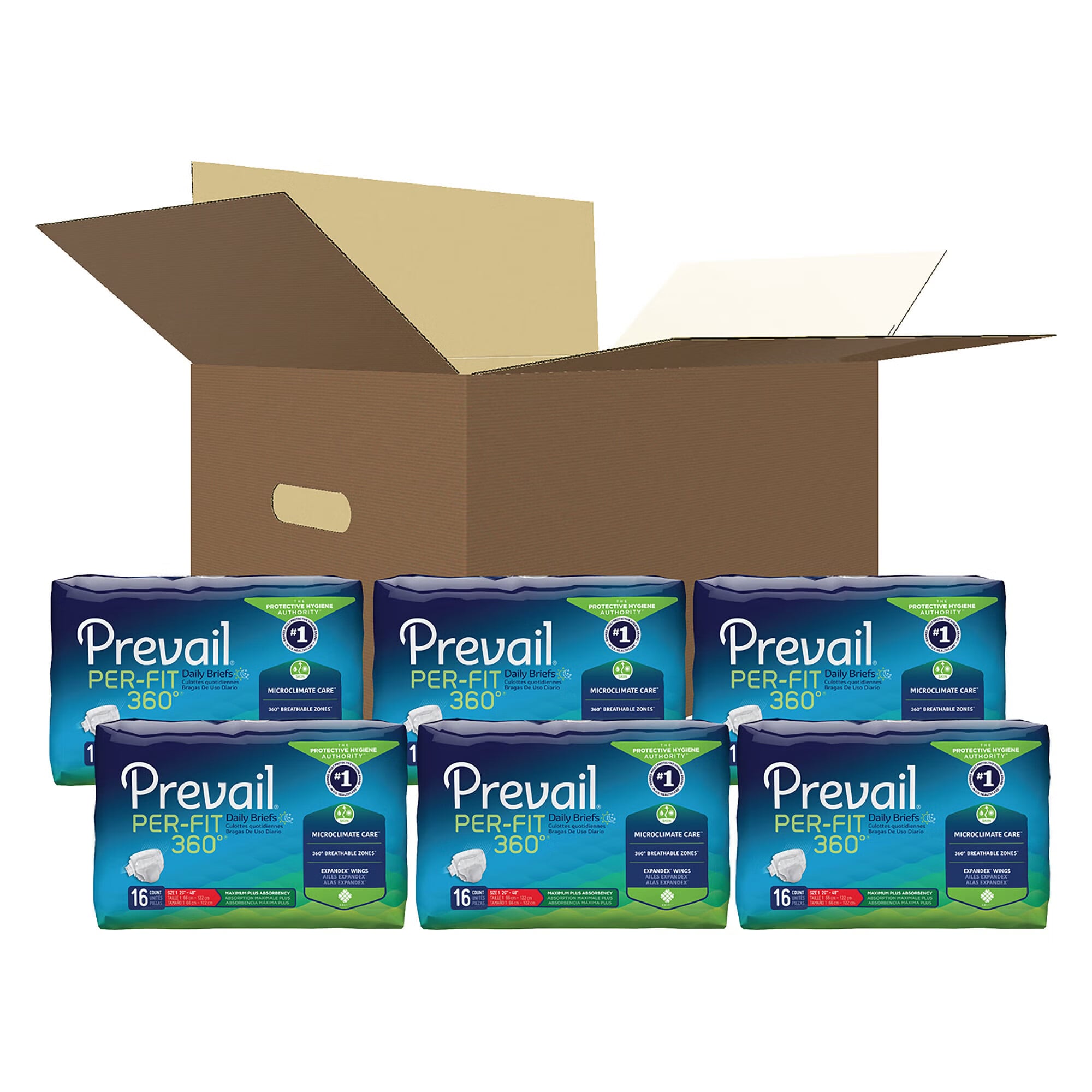 First Quality Products LLC - PFNG-012 Incontinence Brief Prevail® Per-Fit 360°™ Adult Size 1 / Medium Unisex Disposable Heavy Absorbency