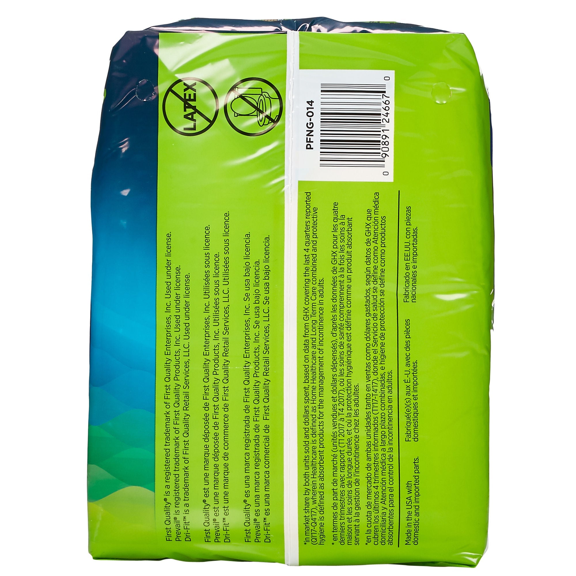 First Quality Products LLC - PFNG-014 Incontinence Brief Prevail® Per-Fit 360°™ Adult Size 3 Unisex Disposable Heavy Absorbency