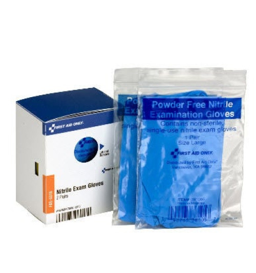 Acme United - FAE-6018 Exam Glove First Aid Only® SmartCompliance Refill One Size Fits Most 2 Pairs per Box NonSterile Nitrile Standard Cuff Length Smooth Blue Not Rated