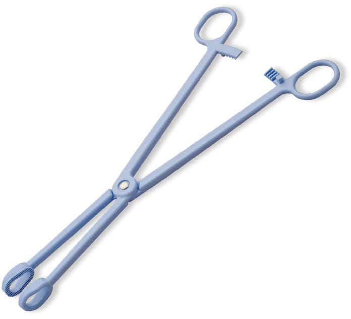 Gynex - 3207 Sponge Forceps Gynex® 9-1/2 Inch Length Floor / Office Grade Plastic NonSterile Locking Finger Ring Handle Straight Fenestrated Serrated Oval Tips