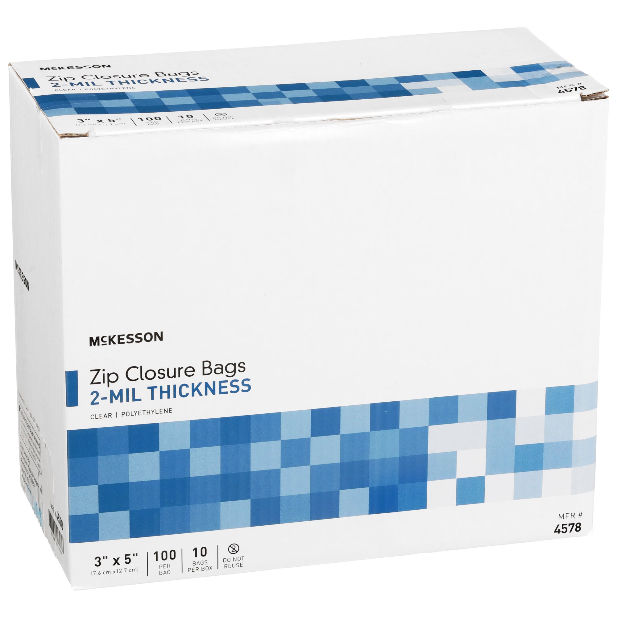 McKesson Brand 4578 - McKesson Zip Closure Bag, 3 x 5 in. - 1/Pack, 10/Box, 120/Case