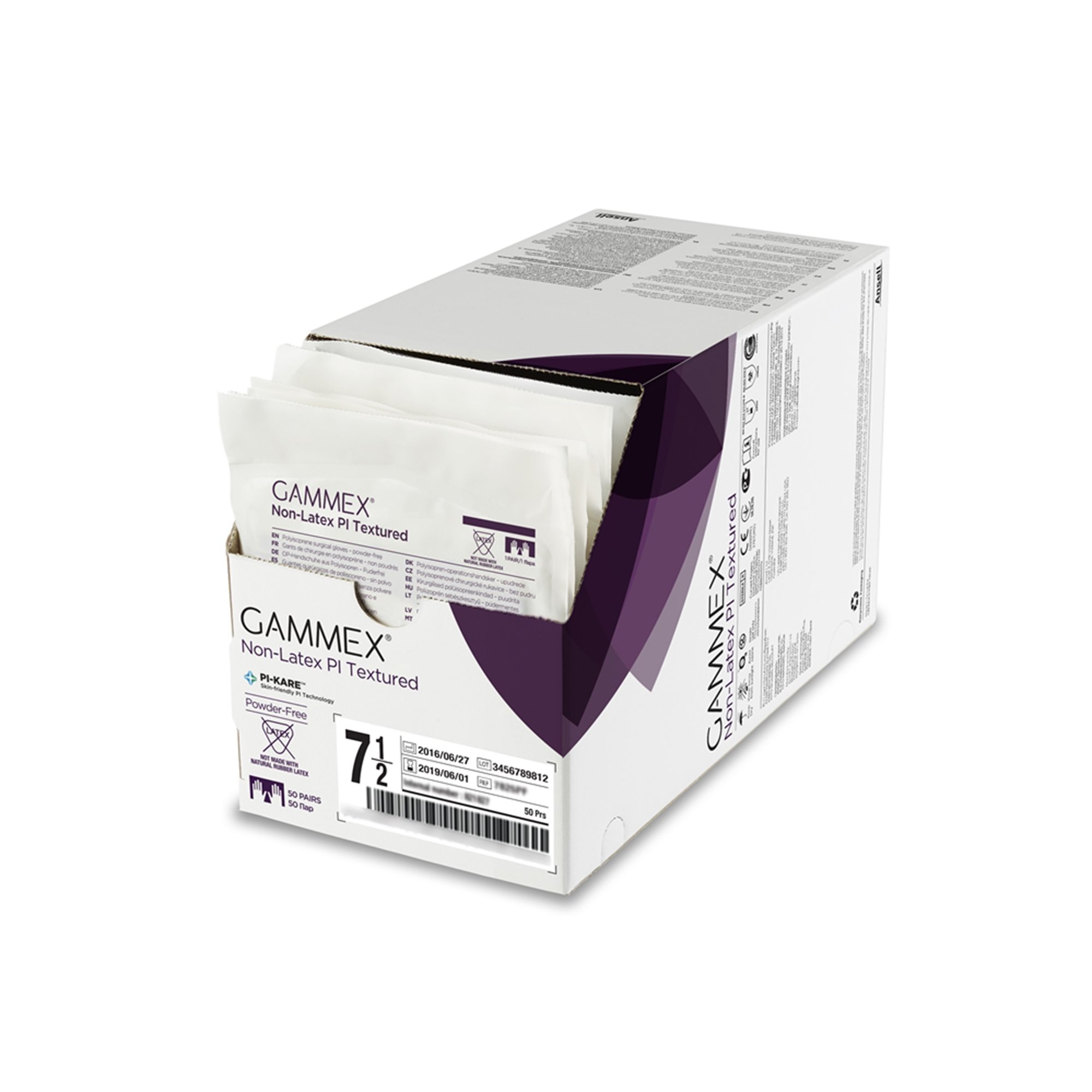 Ansell 20688275 - Gammex® Non-Latex PI Textured Polyisoprene Surgical Glove, Size 7.5, White - 1/Pair, 50/Box, 200/Case
