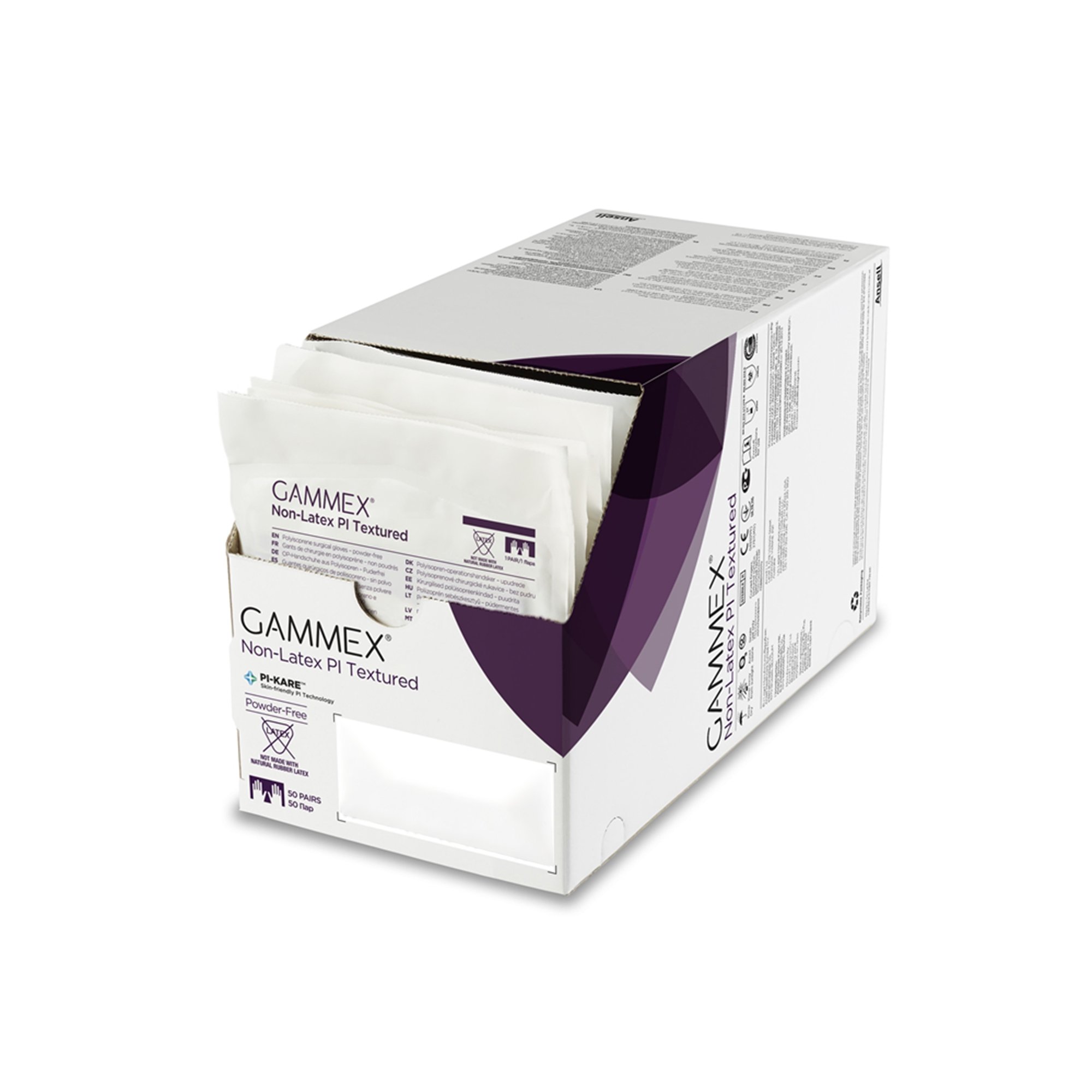 Ansell 20688280 - Gammex® Non-Latex PI Textured Polyisoprene Surgical Glove, Size 8, White - 50/Box, 200/Case
