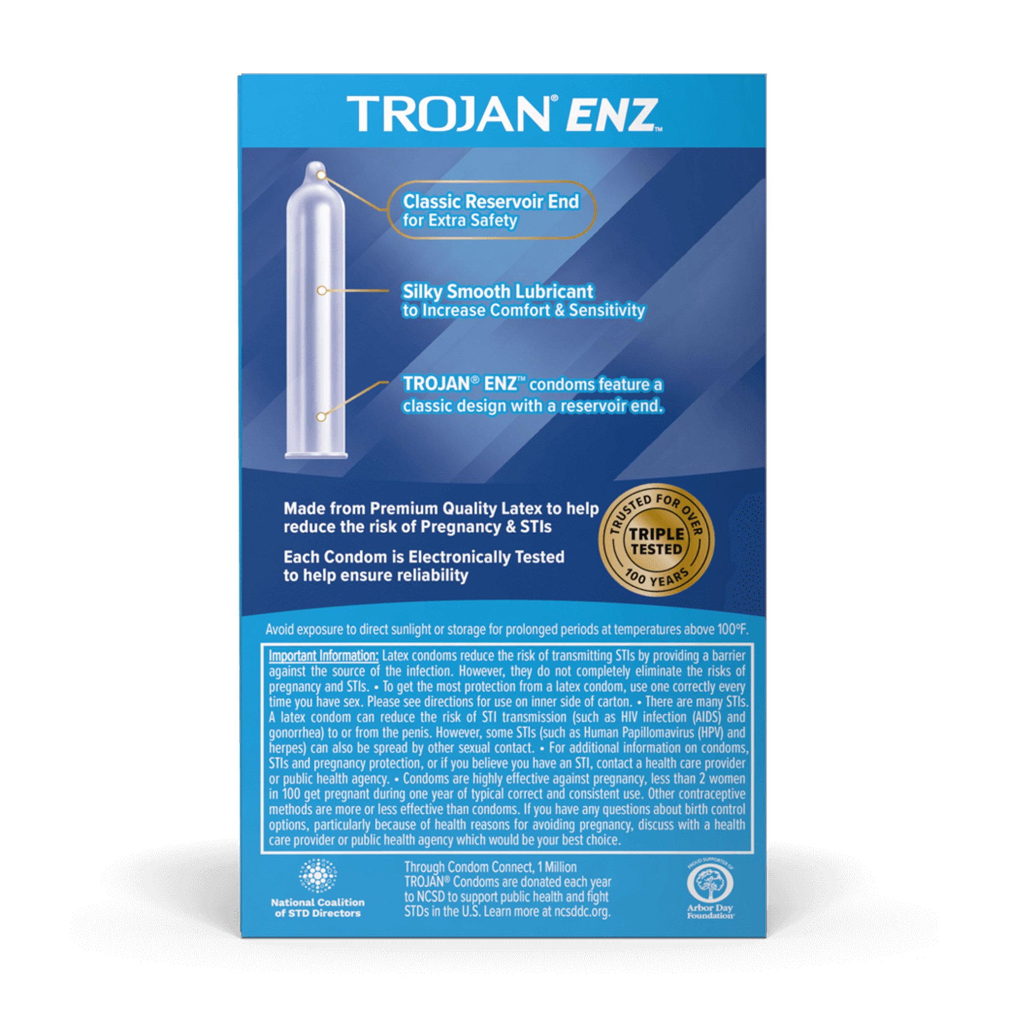 Church and Dwight 22600093050 - Trojan-Enz® Lubricated Latex Condom - 3/Box