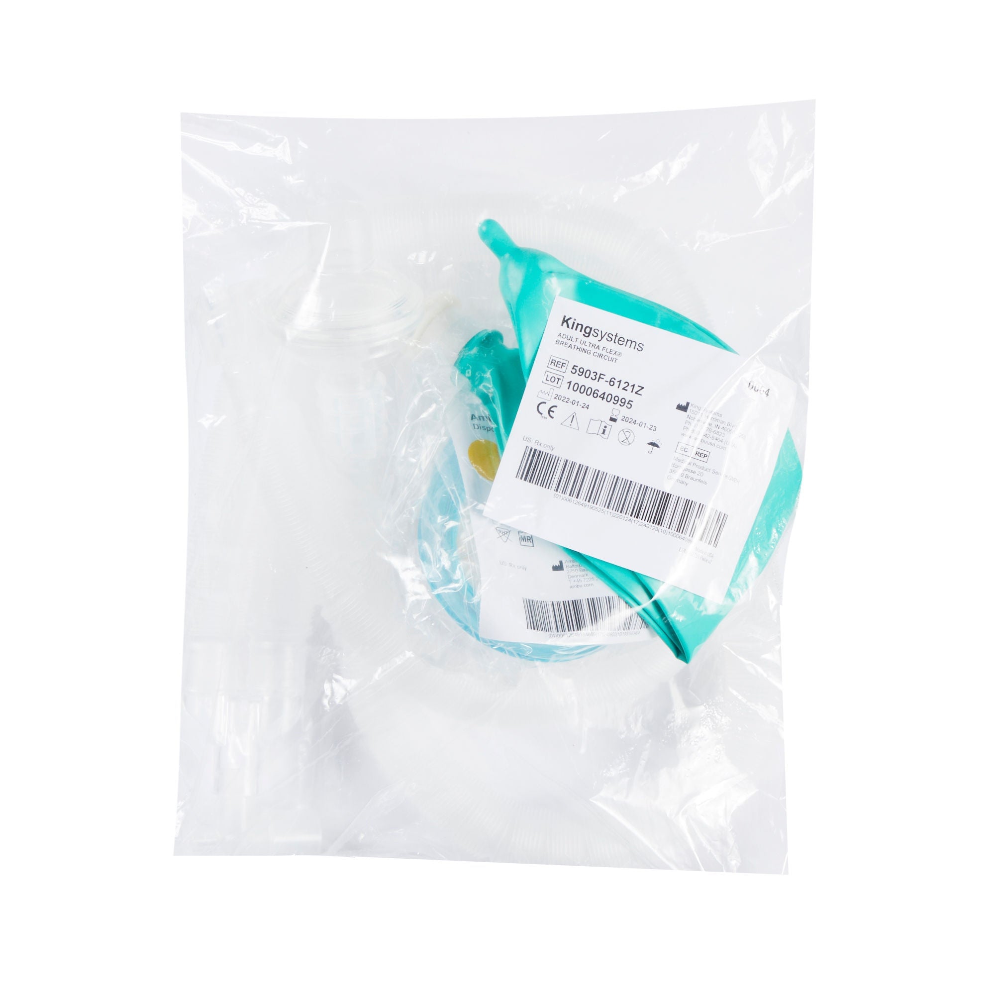 Ambu - 5903F-6121Z Anesthesia Breathing Circuit Ultra Flex® Expandable Tube 90 Inch Tube Dual Limb Adult 3 Liter Bag Single Patient Use