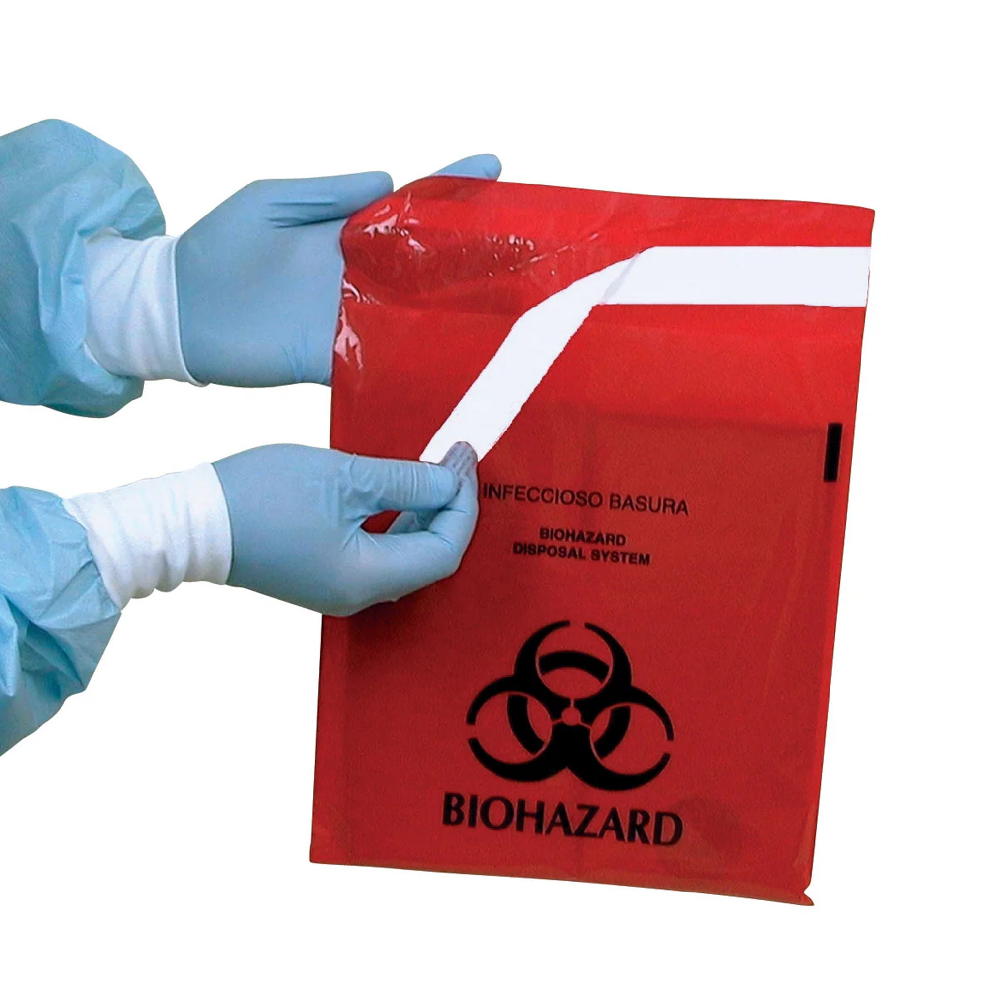 Alimed - 2970012370 Stick on Biohazard Waste Bag Biohazard Symbol 0.35 gal. Red 9 X 10 Inch