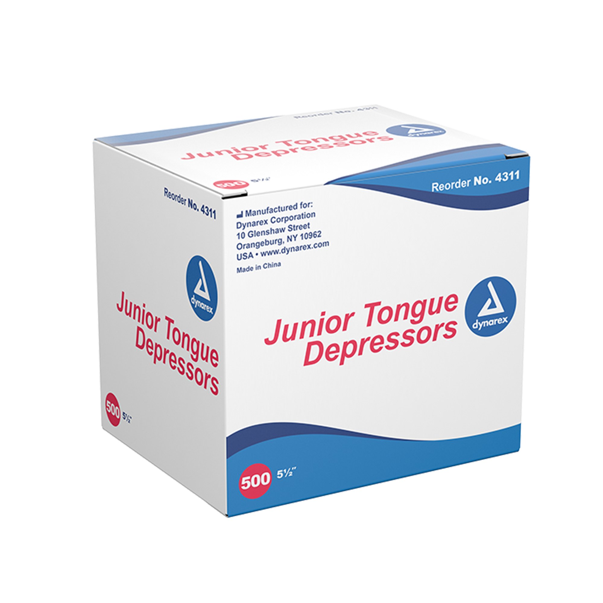 Dynarex 4311 - dynarex® Junior Tongue Depressors - 500/Box, 5000/Case