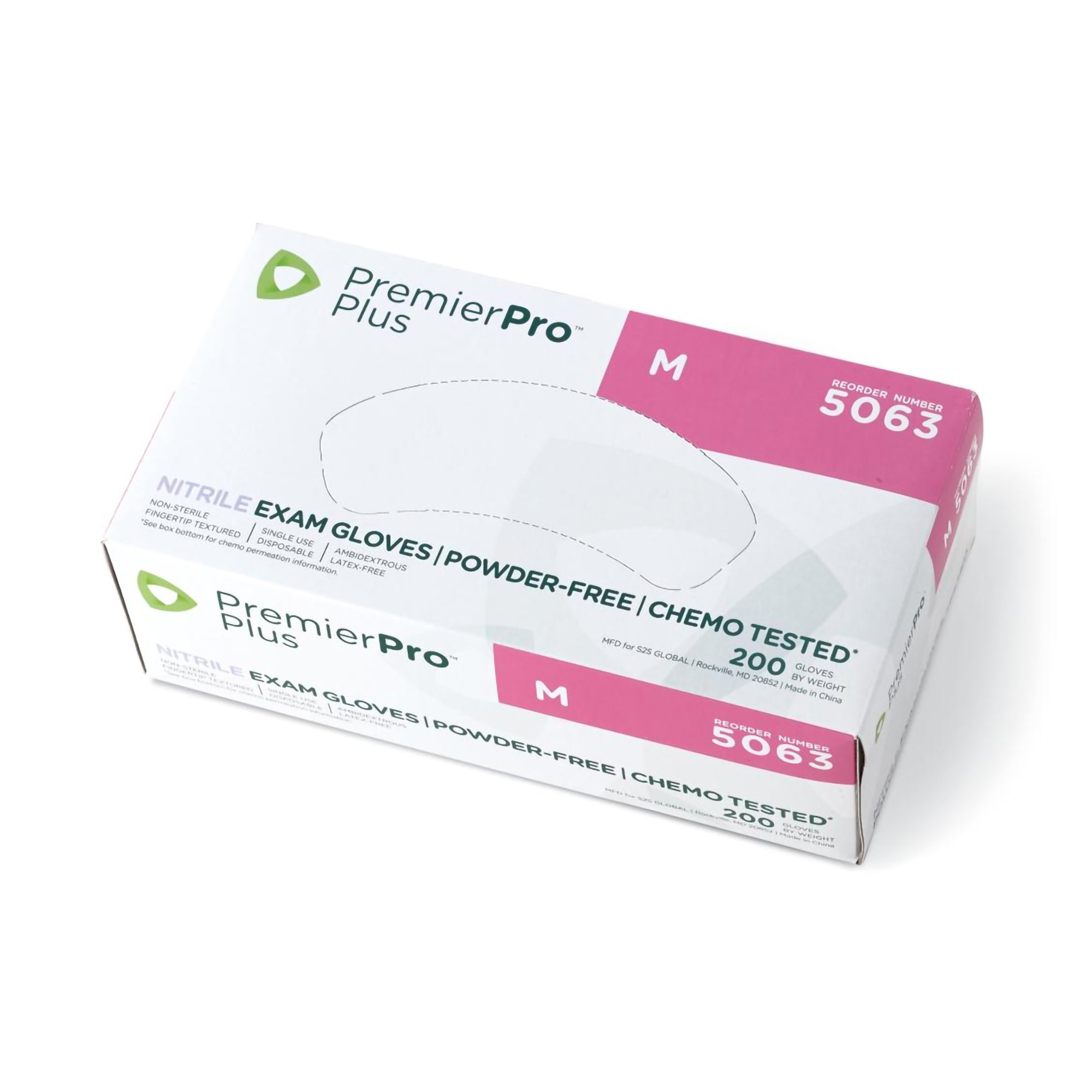 S2S Global 5063 - PremierPro™ Plus Nitrile Exam Glove, Medium, Lavender - 200/Box, 2000/Case