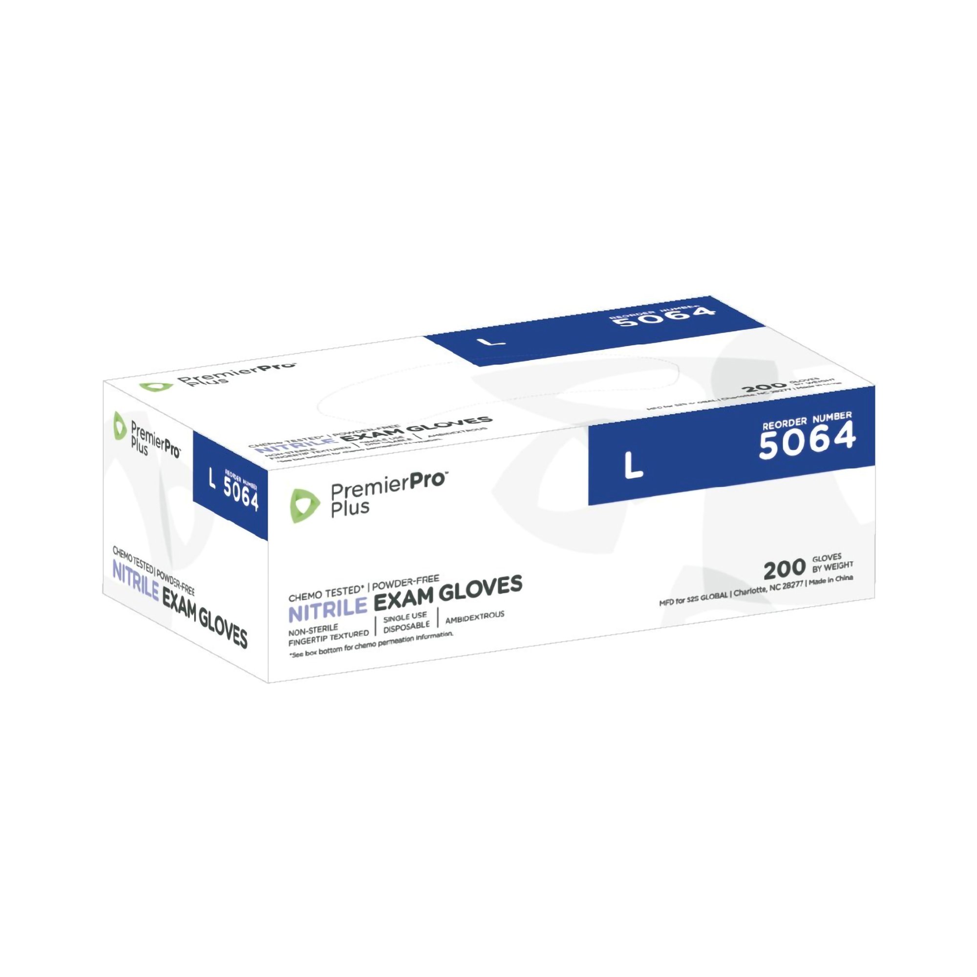 S2S Global 5064 - PremierPro™ Plus Nitrile Exam Glove, Large, Lavender - 200/Box, 2000/Case