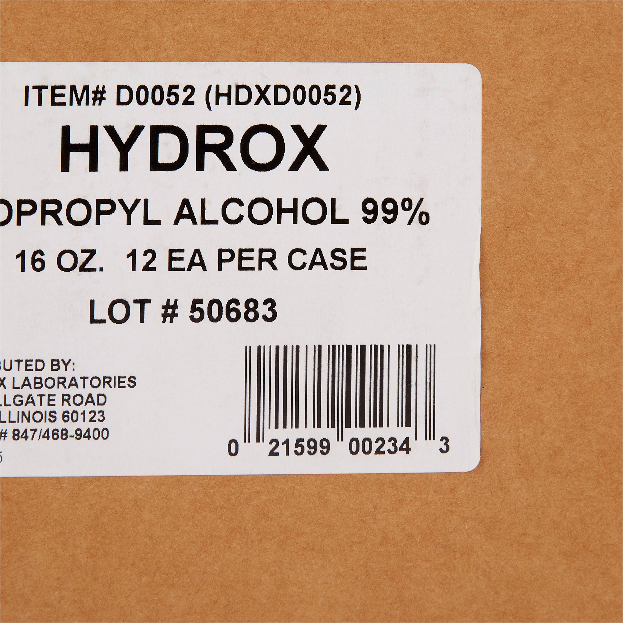 McKesson Brand D0052 - Hydrox 99% Isopropyl Alcohol for Technical Use, 16-ounce bottle - 1/Each, 12/Case