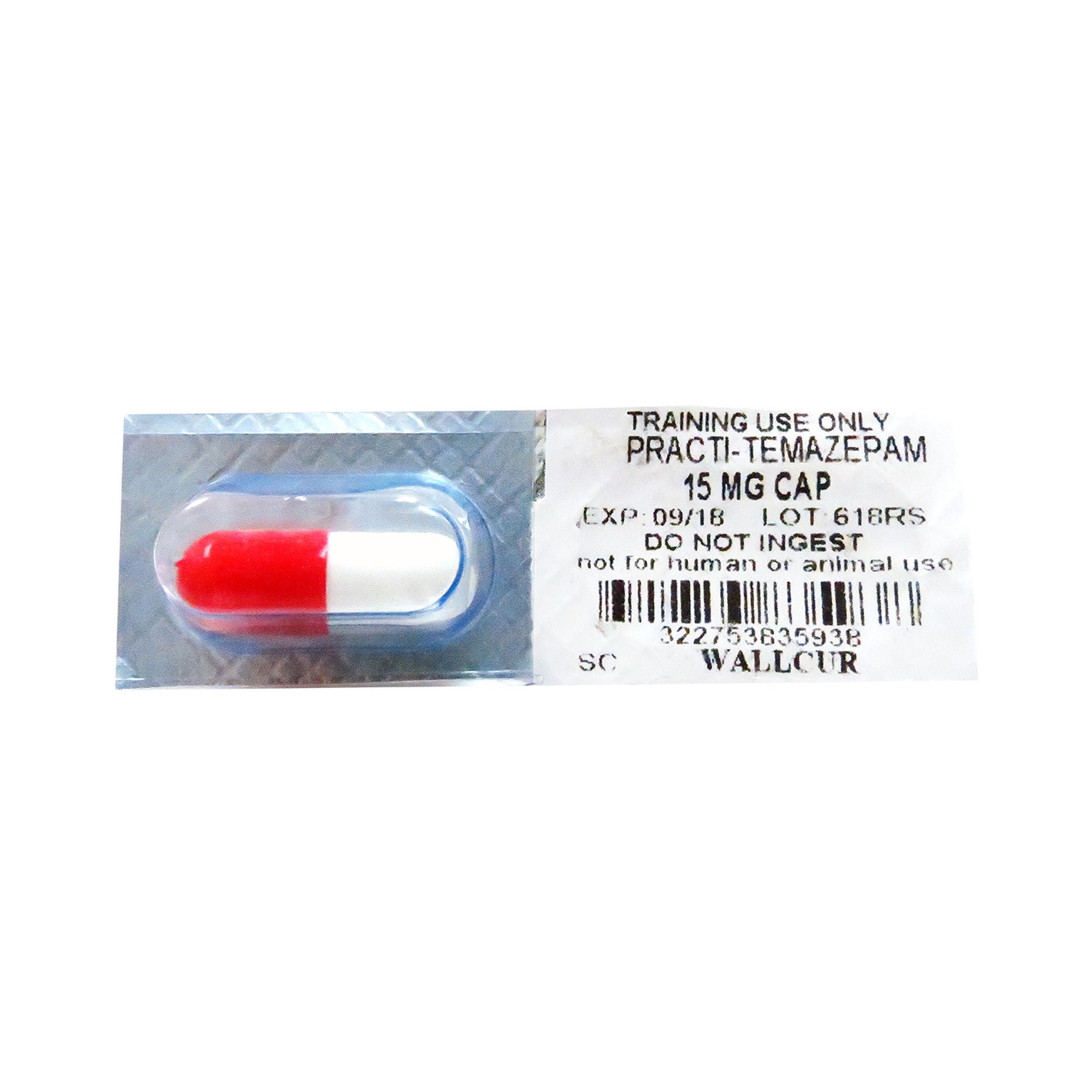 Wallcur - 618RS Clinical Training Medication Practi-Temazepam™ Oral Med Capsule Blister Pack 15 mg per Dose