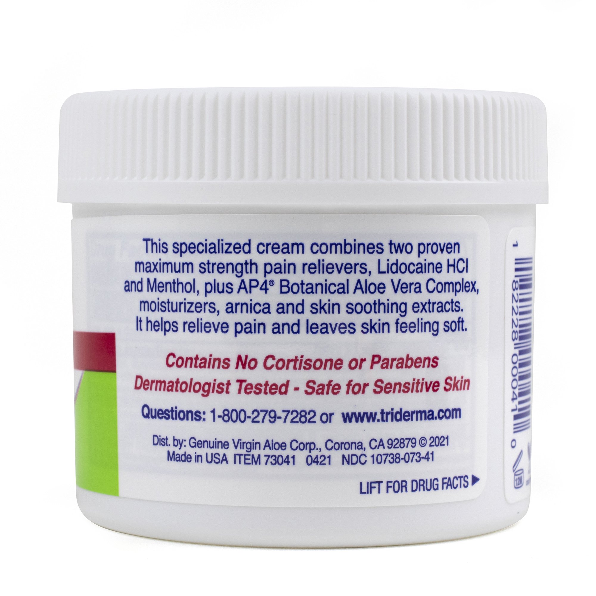 Triderma - 73041 TriDerma MD® Lidocaine / Menthol Topical Pain Relief
