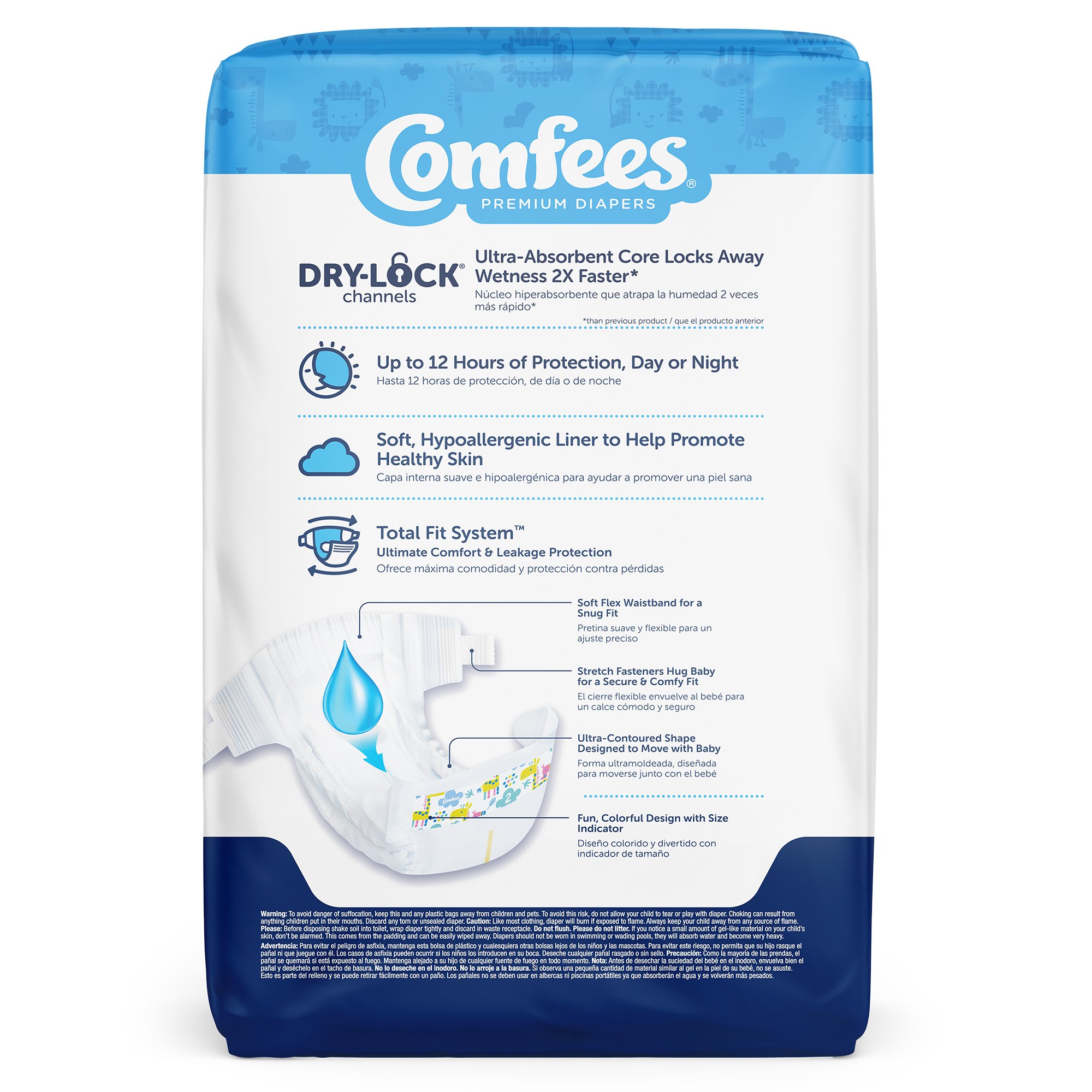 Attends Healthcare Products 41538 - Attends Comfees Premium Baby Diapers, Unisex, Tab Closure, Size 2 - 42/Bag, 168/Case