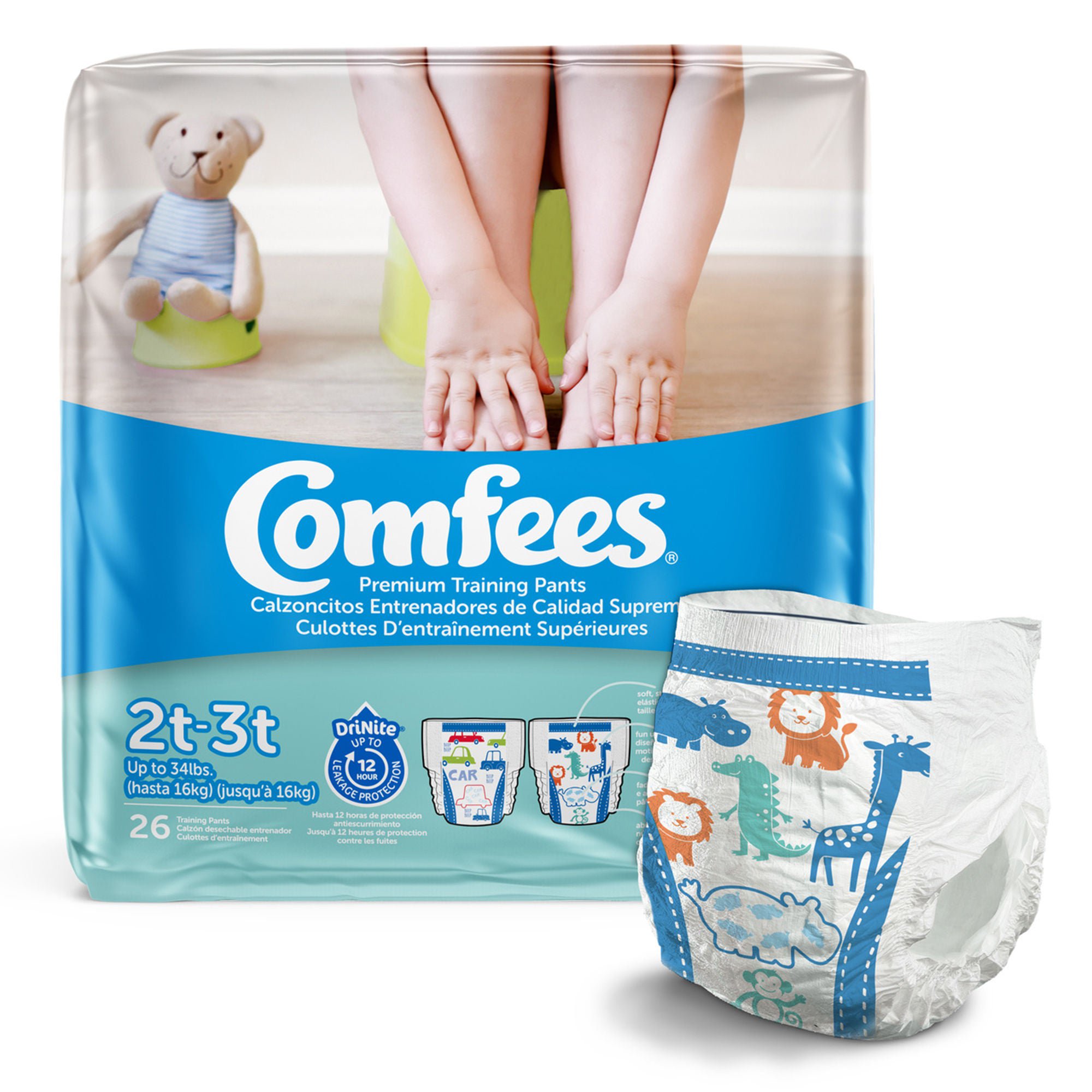 Attends Healthcare Products - 41544 Male Toddler Training Pants Comfees® Pull On with Tear Away Seams Size 2T to 3T Disposable Moderate Absorbency