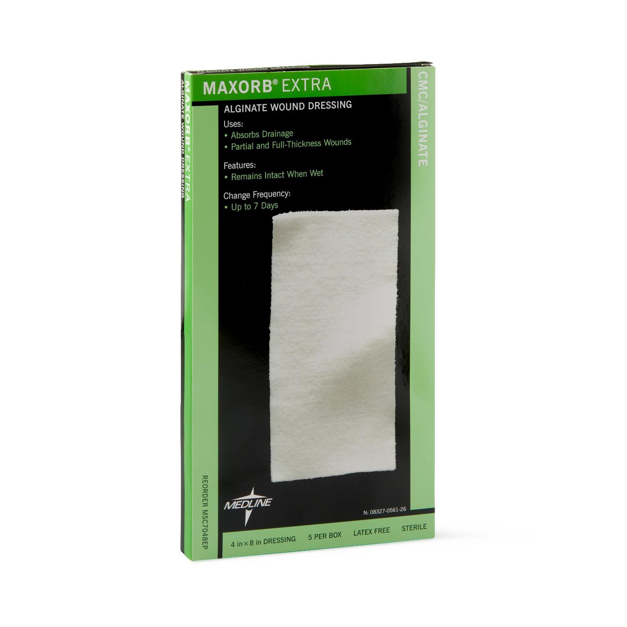 Medline MSC7048EP - Maxorb® Extra Alginate Dressing, 4 x 8 inch - 1/Each, 5/Box, 50/Case