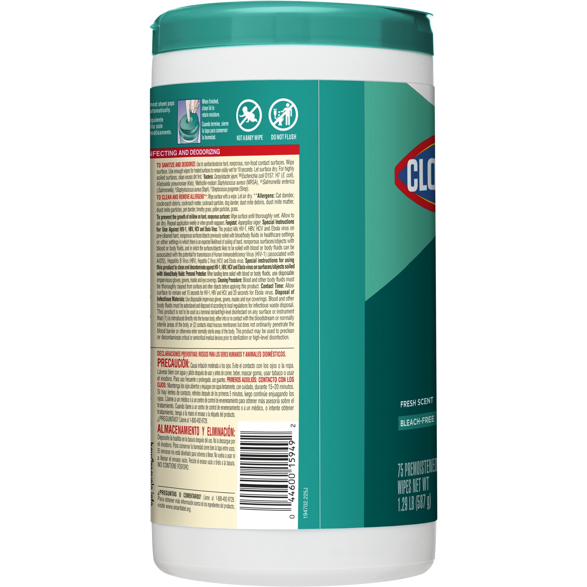 The Clorox Company 15949 - Clorox Pro™ Clorox® Disinfecting Wipes, Fresh Scent, 75 ct. - 75/Box, 450/Case
