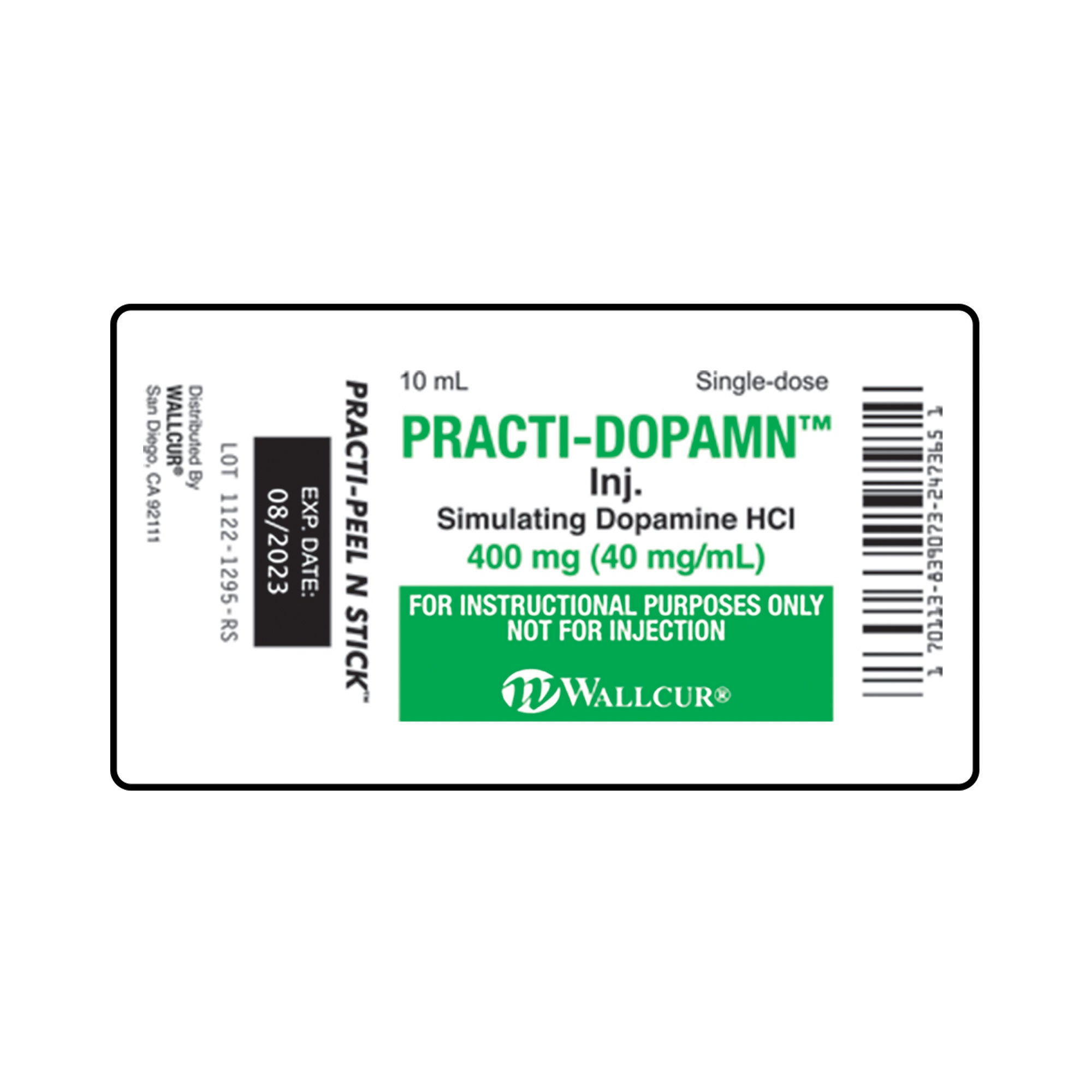 Wallcur - 9919DPM Training Medication Peel-N-Stick Labels Practi-Dopamine HCl™ For Wallcur's Practi-10 mL Vials™
