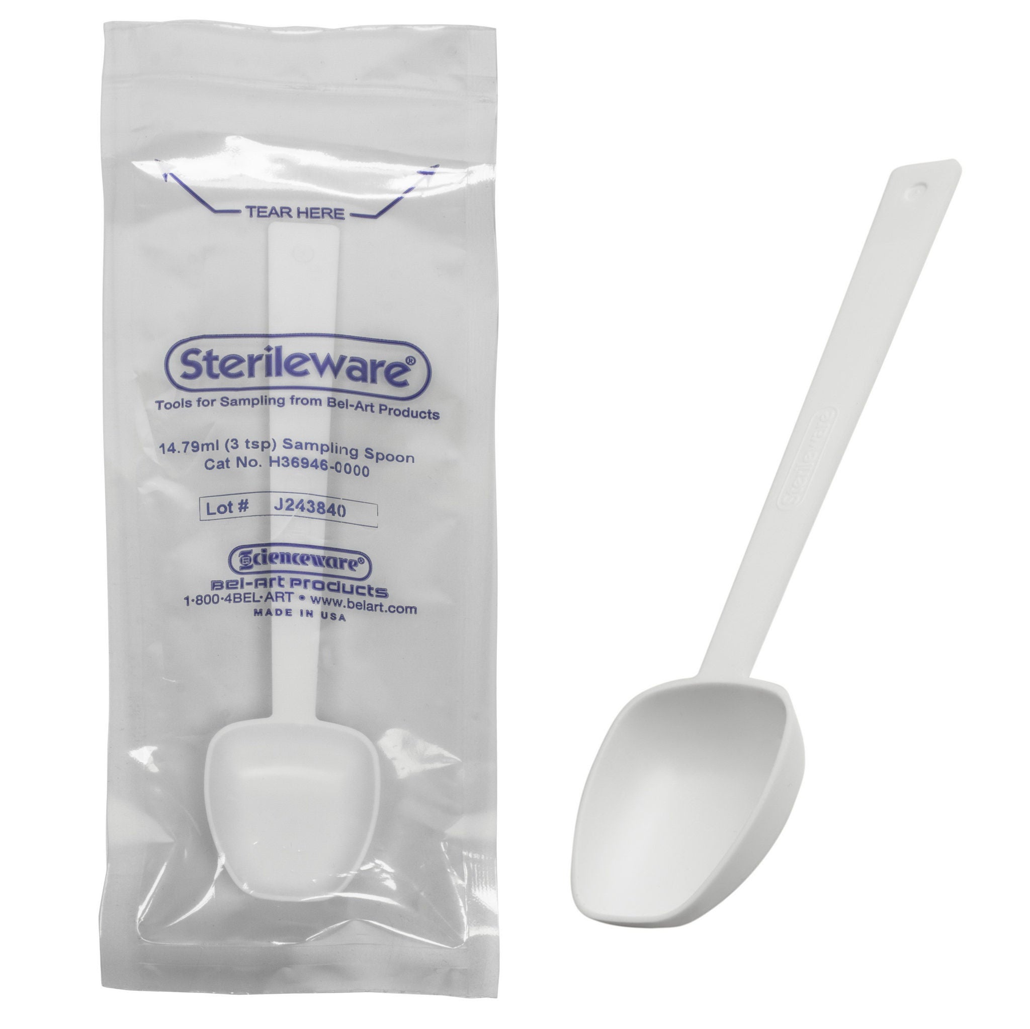 Bel-Art Products - 369460000 Sterileware® Sampling Spoon 1-9/16 X 7 Inch, Autoclavable, Individually Wrapped, Long Handle, Sterile