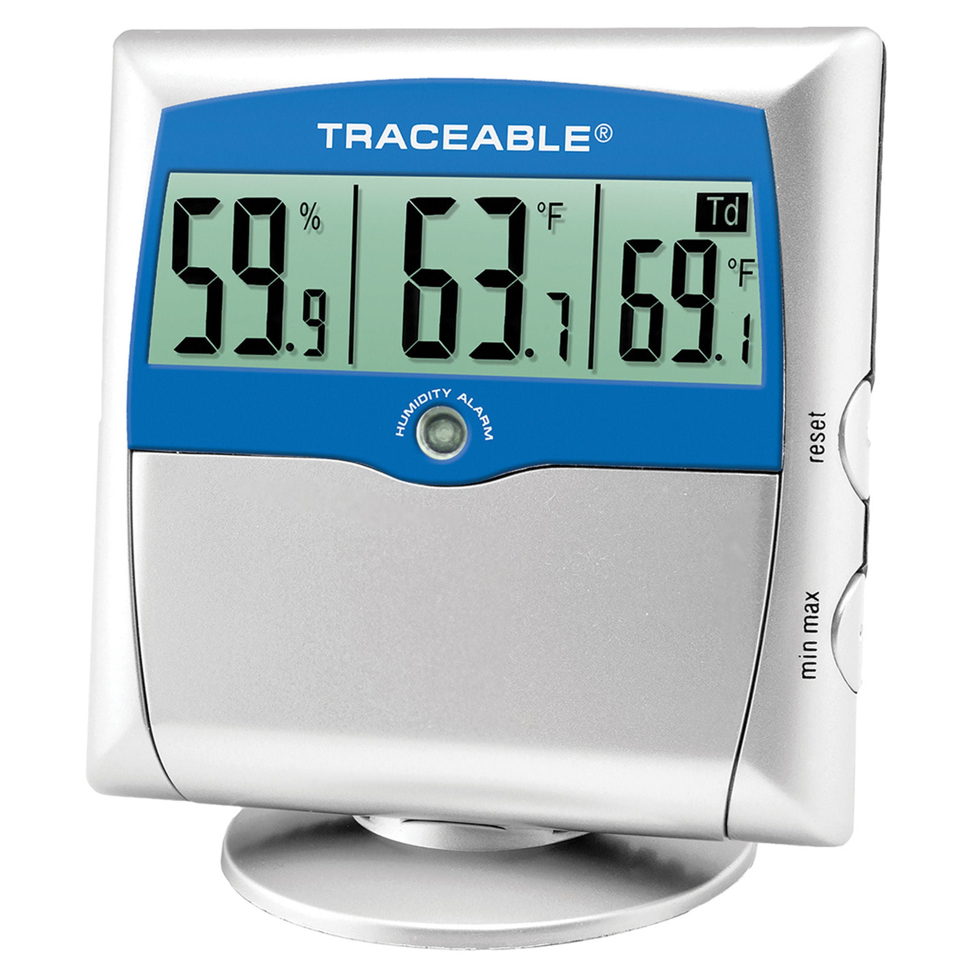 Cole-Parmer-Antylia Scientific - 37803-83 Digital Thermometer / Hygrometer with Alarm Traceable® Fahrenheit / Celsius 14° to 140°F (-10° to +60°C) Solid State Sensors Free-standing / Wall Mount Battery Operated
