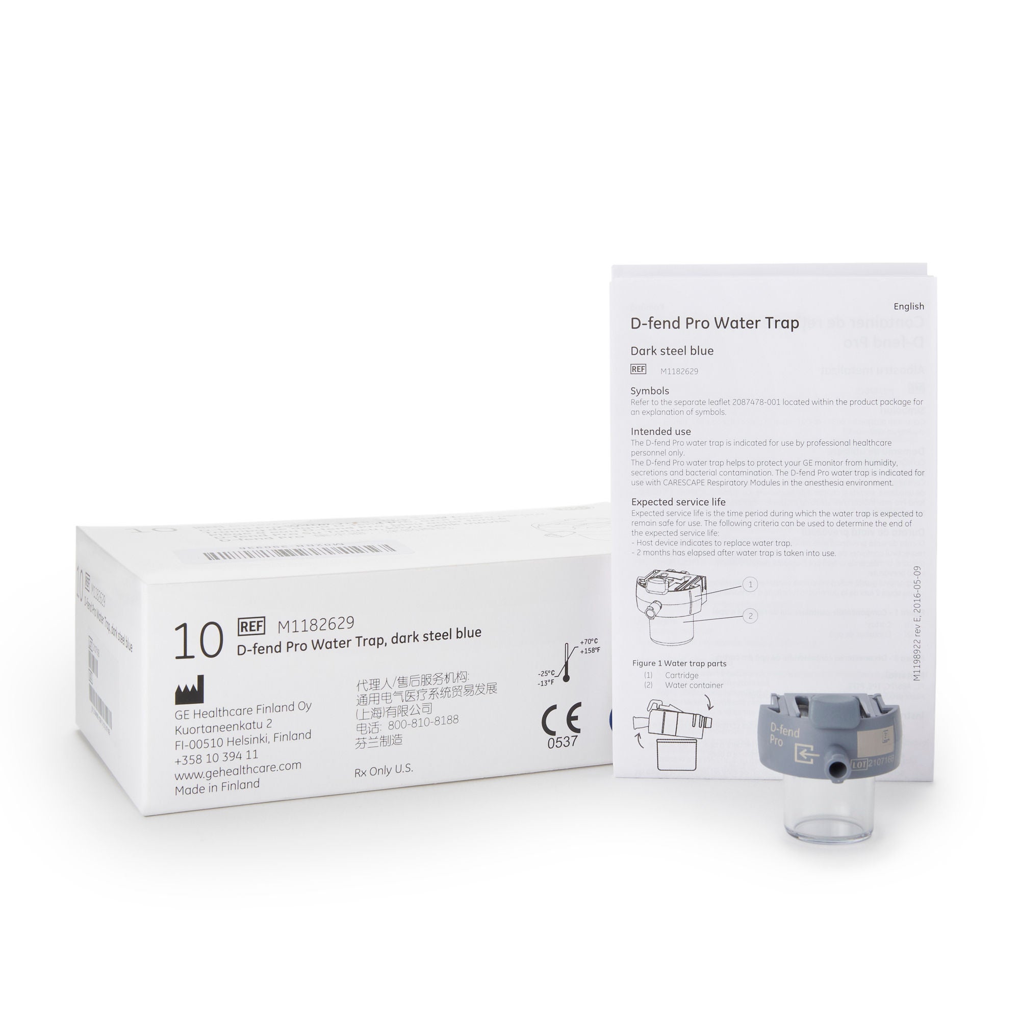 GE Healthcare - M1182629 Water Trap D-fend Pro Dark Steel Blue For E-sCAiO, E-sCAiOV, E-sCAiOE, E-sCAiOVE, TruSat Pulse Oximeter