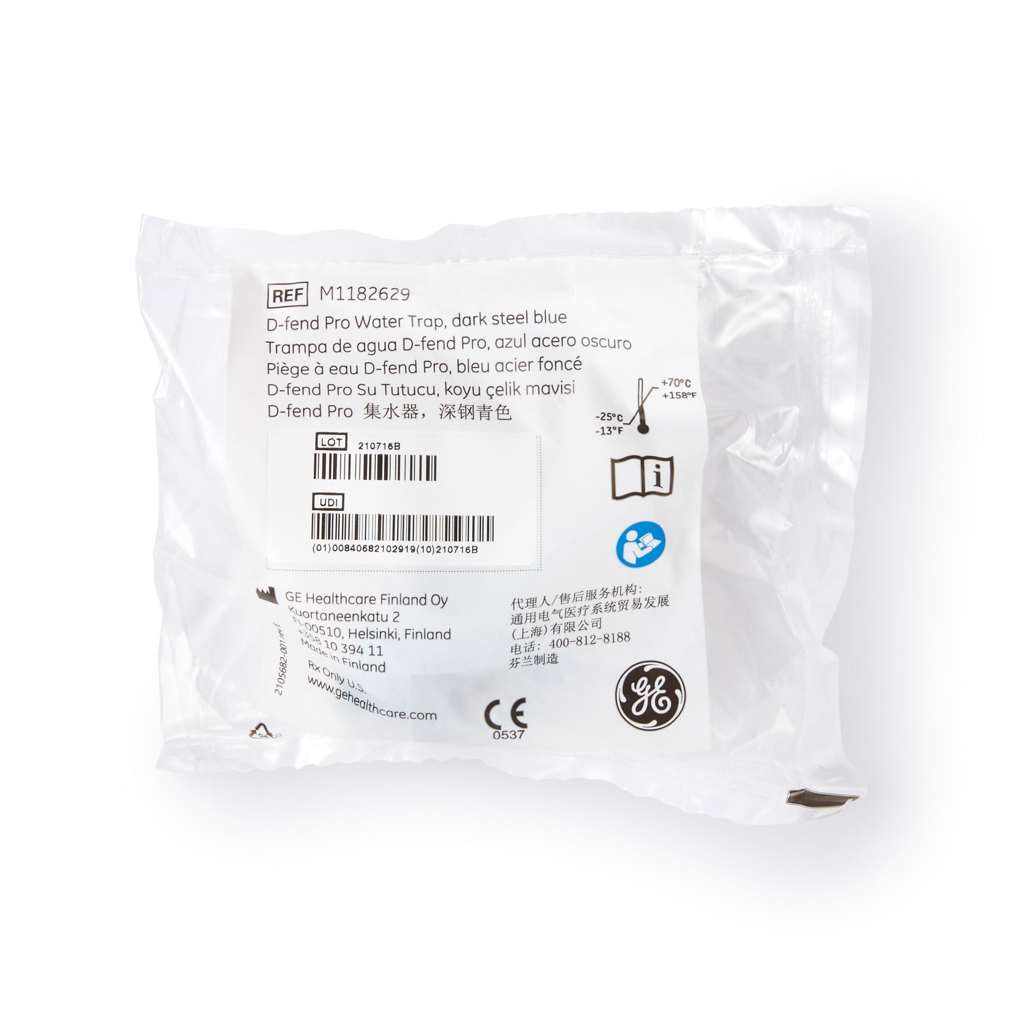 GE Healthcare - M1182629 Water Trap D-fend Pro Dark Steel Blue For E-sCAiO, E-sCAiOV, E-sCAiOE, E-sCAiOVE, TruSat Pulse Oximeter