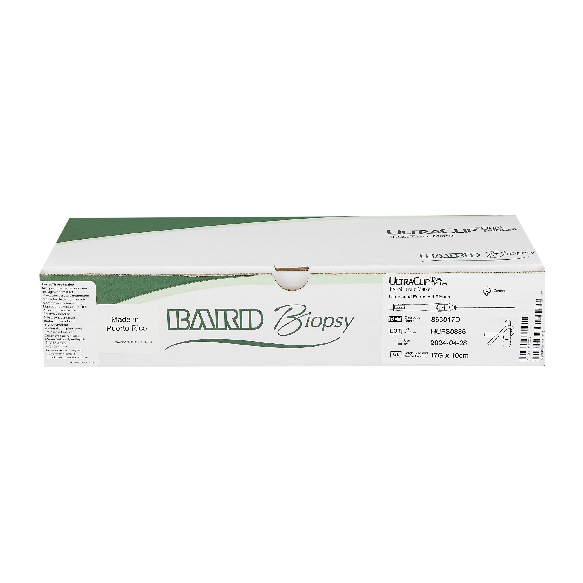 Bard Peripheral Vascular 863017D - UltraCLIP® Dual Trigger Breast Tissue Marker - 5/Case