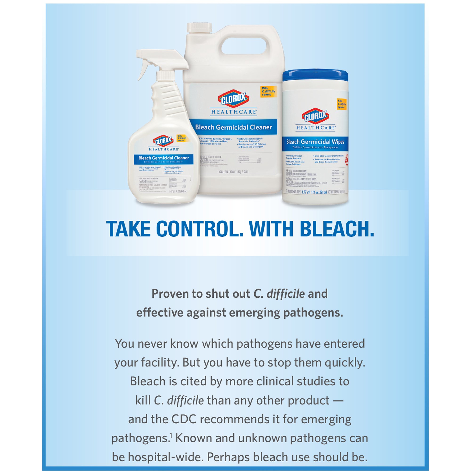 The Clorox Company 68970 - Clorox Healthcare® Bleach Germicidal Cleaner, Spray Bottle, 32 oz. - 1/Each, 6/Case