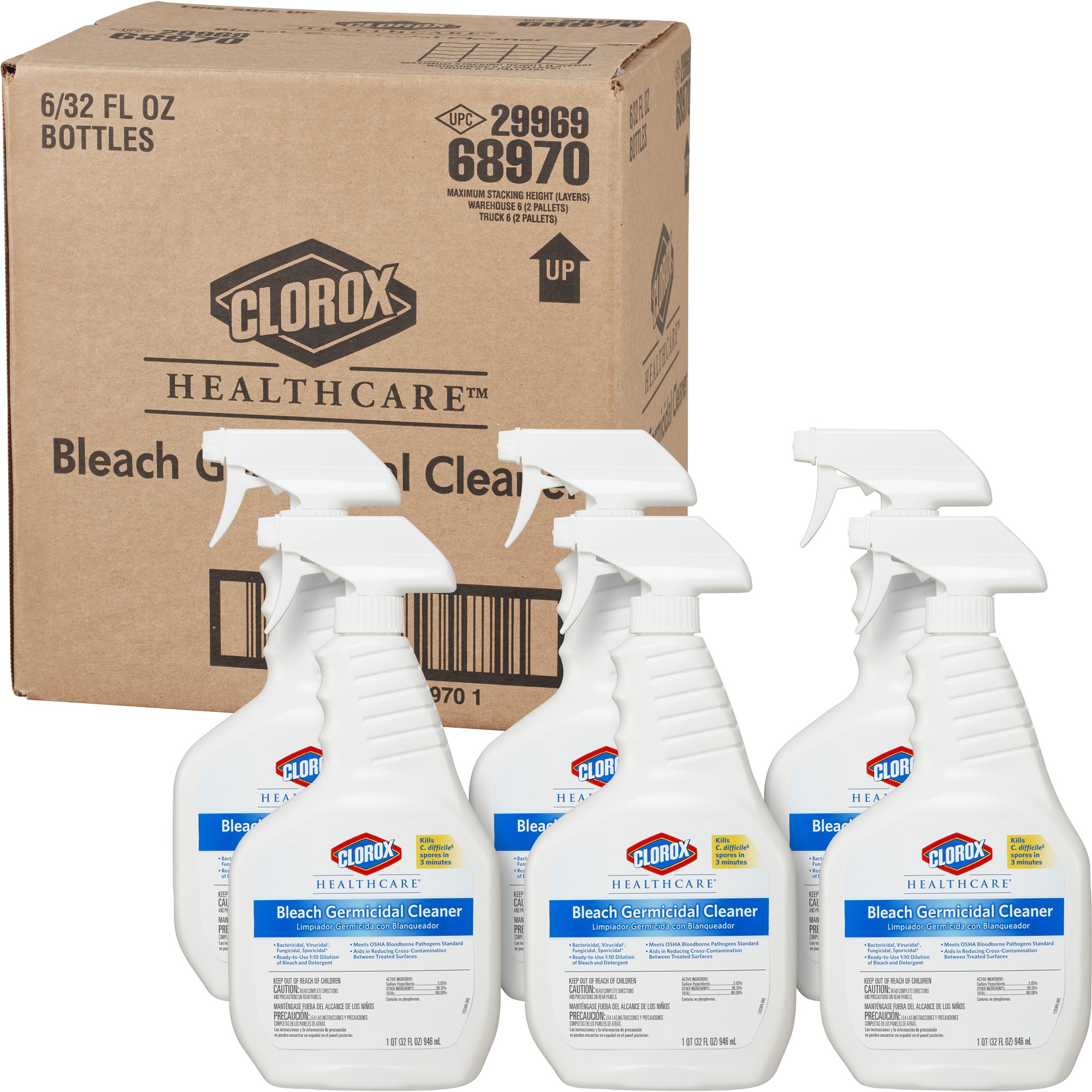 The Clorox Company 68970 - Clorox Healthcare® Bleach Germicidal Cleaner, Spray Bottle, 32 oz. - 1/Each, 6/Case