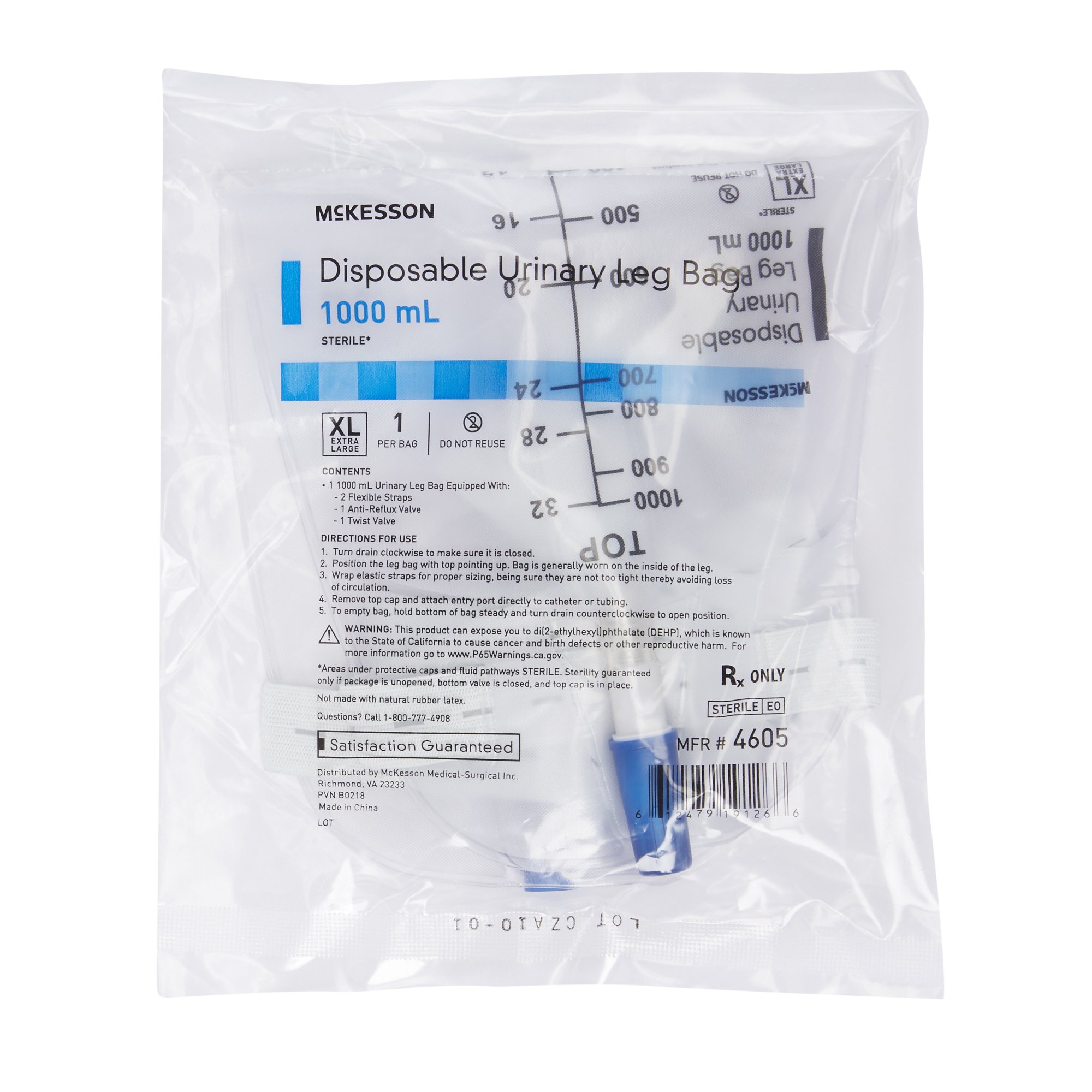 McKesson Brand - 4605 McKesson Disposable Urinary Leg Bag