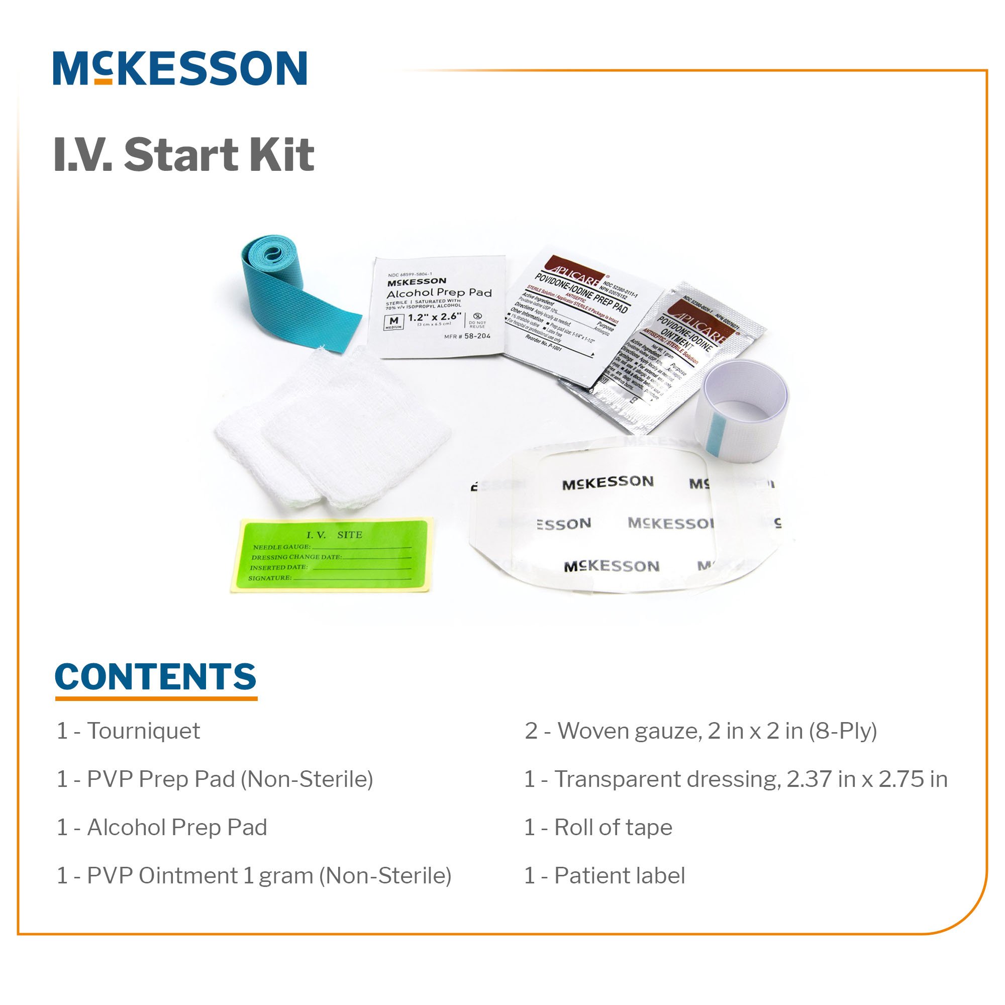 McKesson Brand - 100123 McKesson IV Start Kit with PVP Prep Pad & PVP Ointment