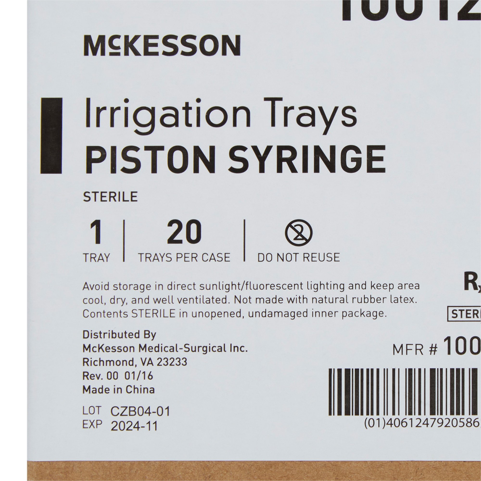 McKesson Brand - 100122 McKesson Irrigation Tray With Piston Syringe