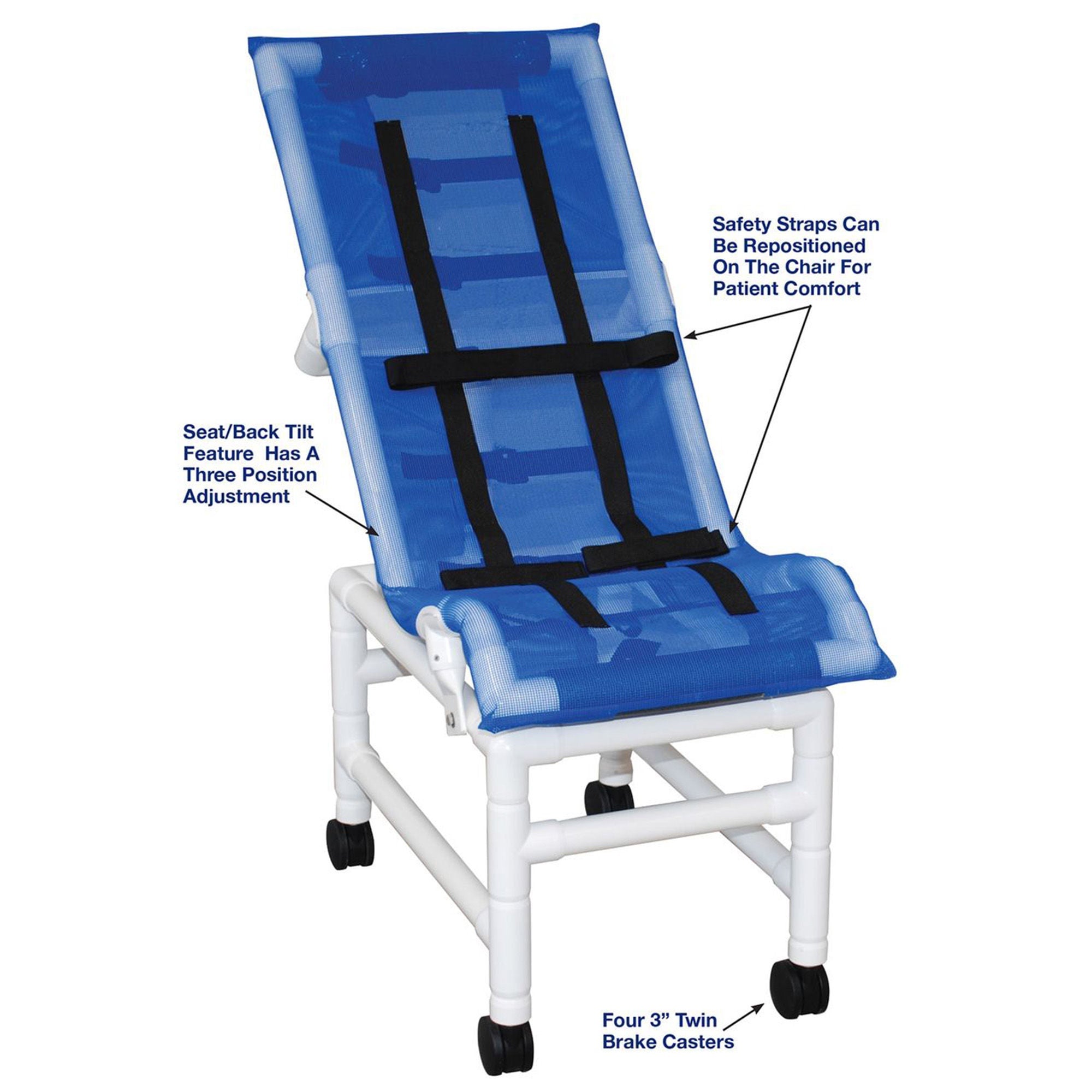 MJM International - 191-XLC Shower Chair MJM International PVC Frame Reclining Backrest 225 lbs. Weight Capacity