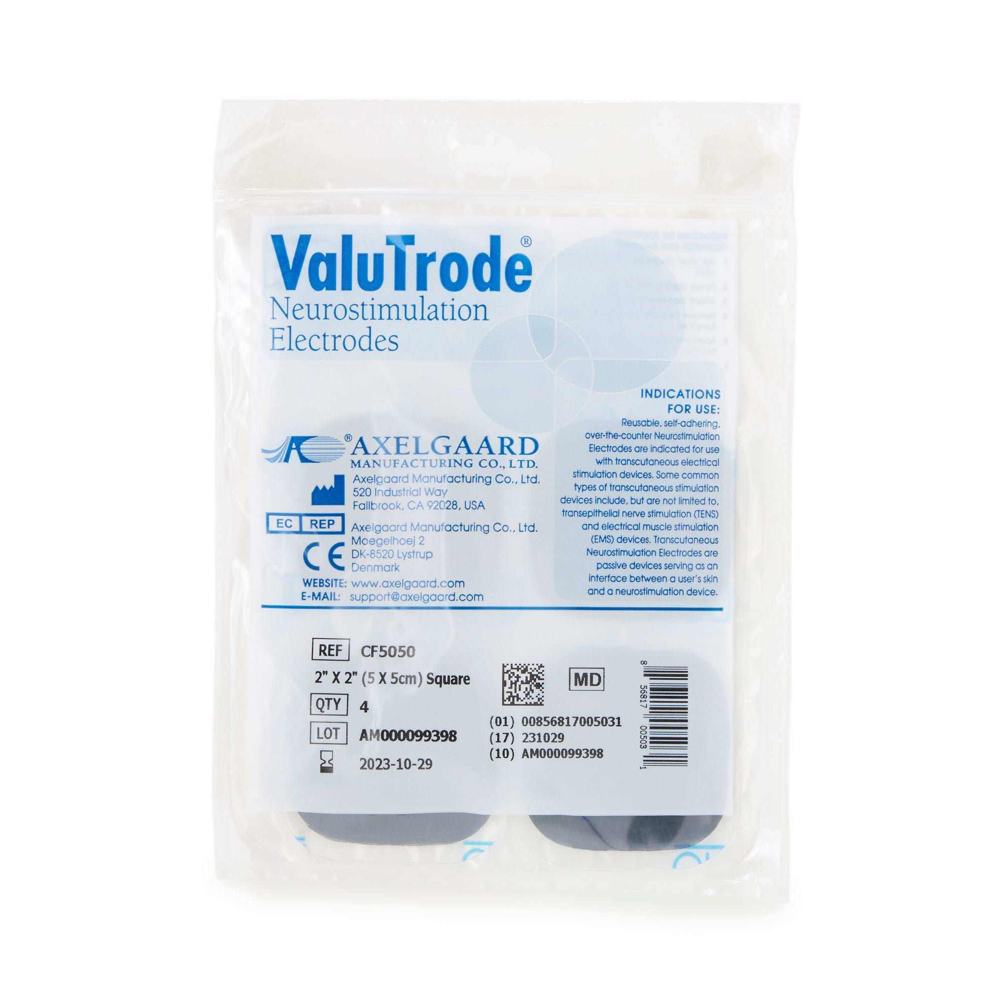 Axelgaard Manufacturing - CF5050 ValuTrode® Neurostimulation Electrode for TENS units