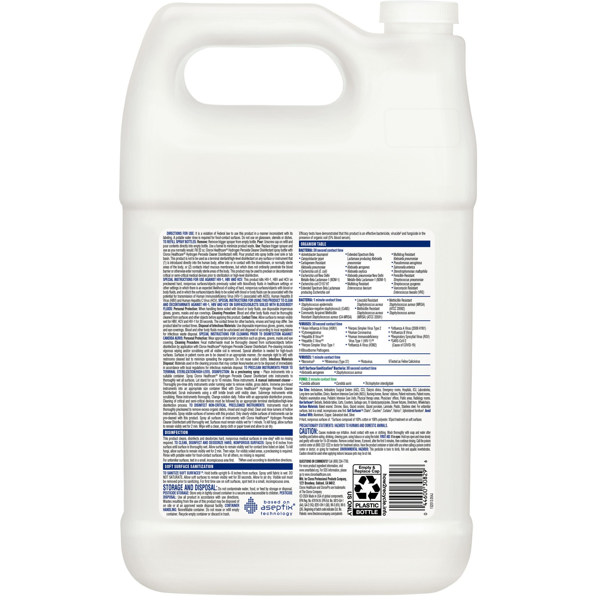 The Clorox Company 30829 - Clorox Healthcare® Hydrogen Peroxide Cleaner Disinfectant, Jug, 1 gal. - 1/Each, 4/Case