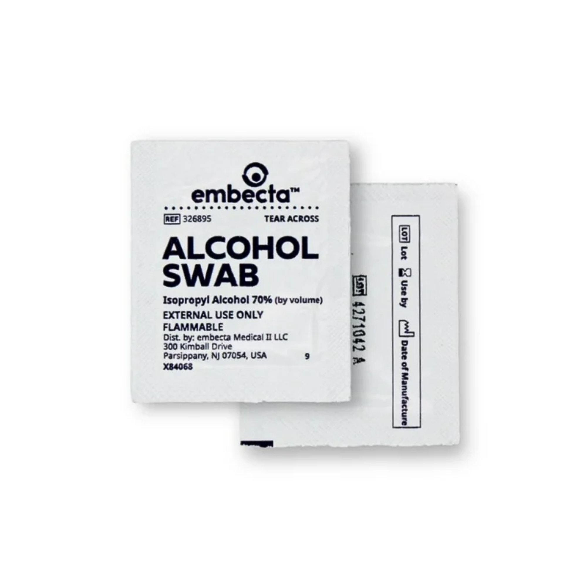 Embecta Medical II LLC 326895 - embecta™ Isopropyl Alcohol Prep Pad, 0.75 x 1 Inch - 1/Each, 100/Box, 1200/Case