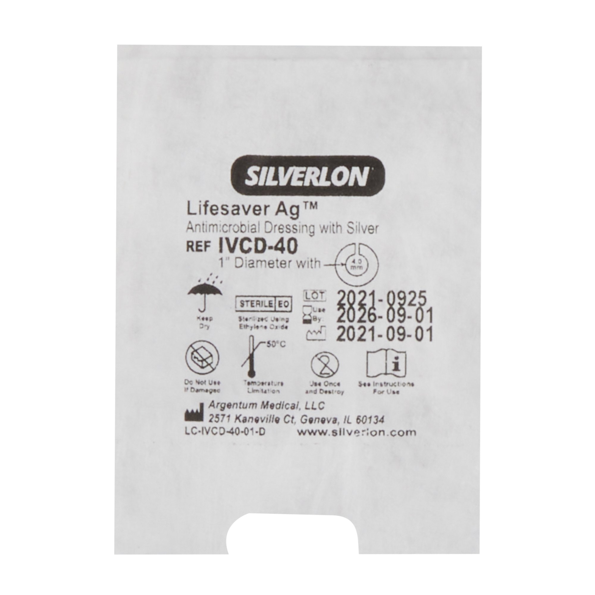 Silverlon Lifesaver AG Antimicrobial Catheter Dressing Protective Disc IVCD-40 by Bravida Medical