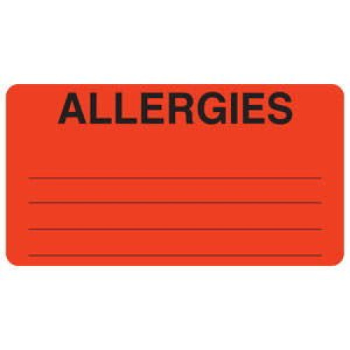 Tabbies - MAP1630 Pre-Printed Label Allergy Alert Red ALLERGIES Alert Label 1-3/4 X 3-1/4 Inch