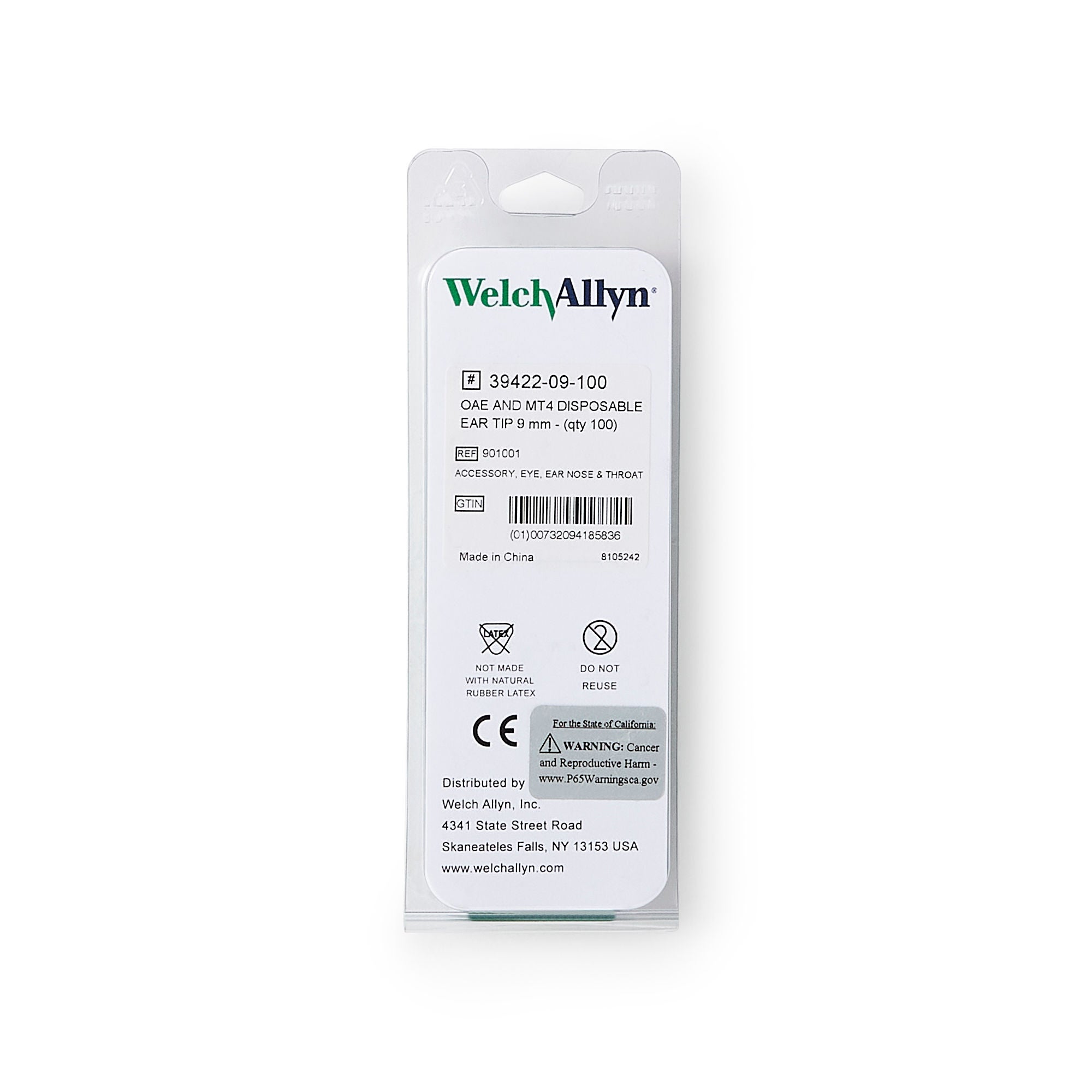 Welch Allyn - 39422-09-100 Audiometer Eartip 9 mm, Disposable For use with OAE Hearing Screener