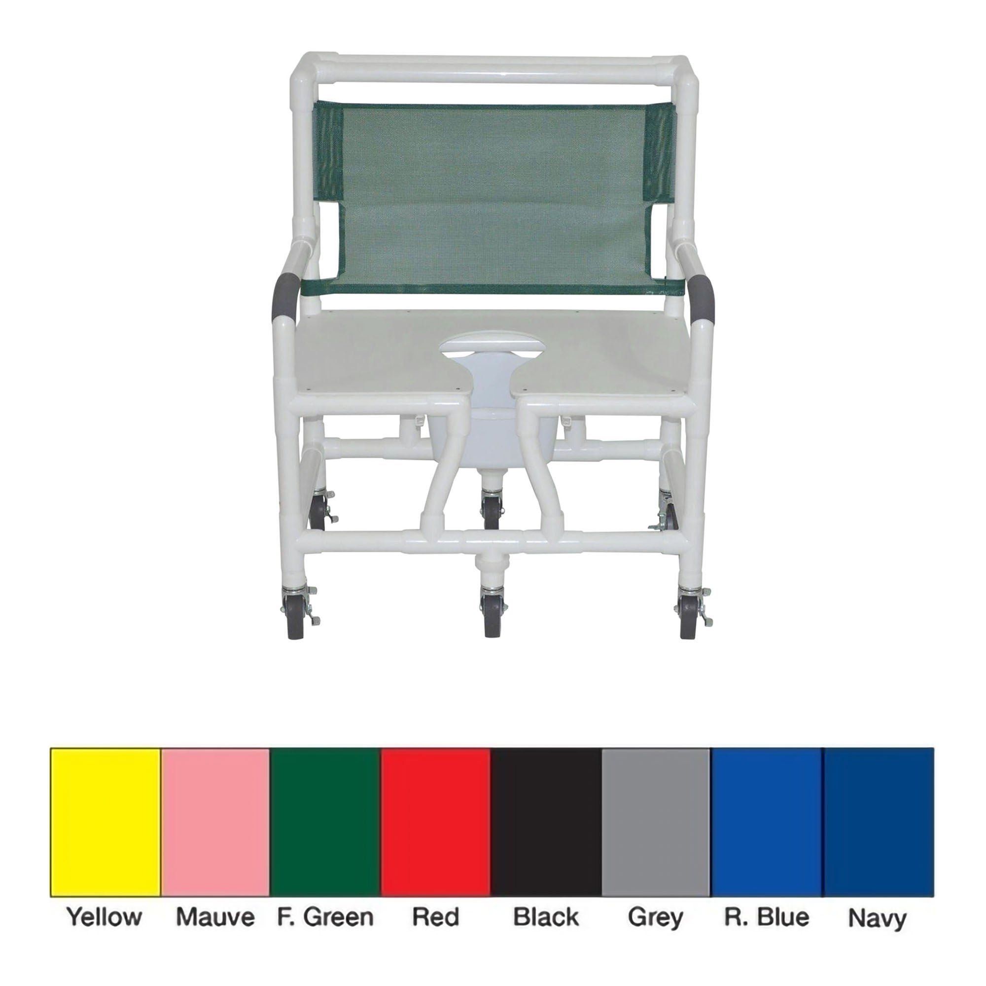 MJM International - 130-5 Shower Chair MJM International Fixed Arms PVC Frame Mesh Backrest with Pushbar 30 Inch Seat Width 700 lbs. Weight Capacity